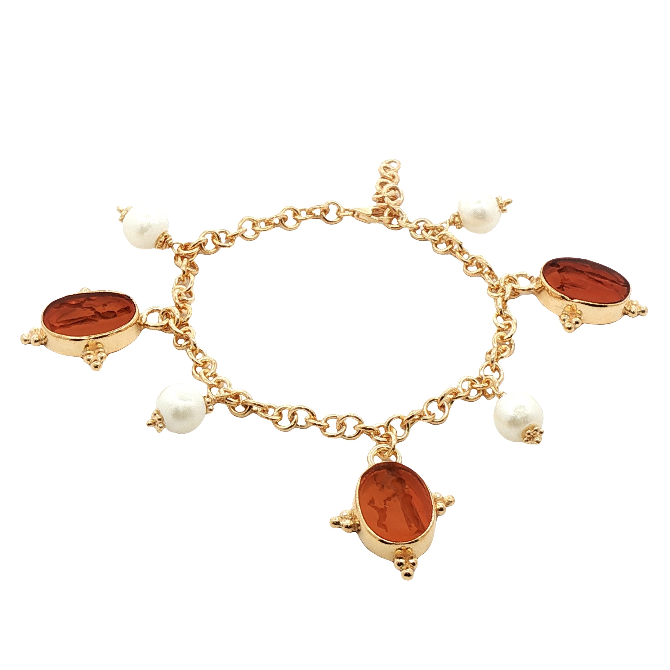 925YG STATION CERES WITH CENTAUR PEARL BLUE TOPAZ BRACELET