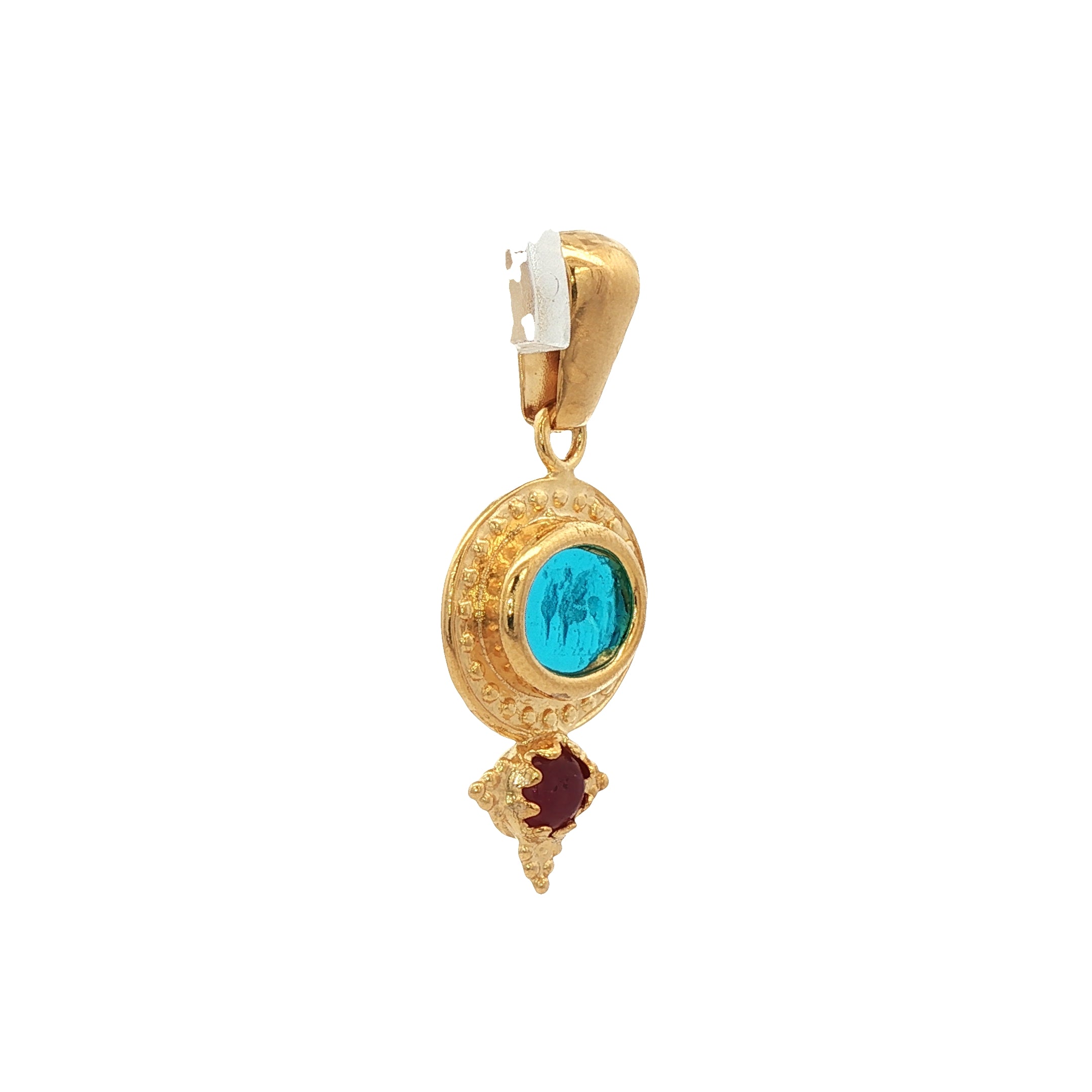 925YG HORSES SKY BLUE AND RUBY PENDANT