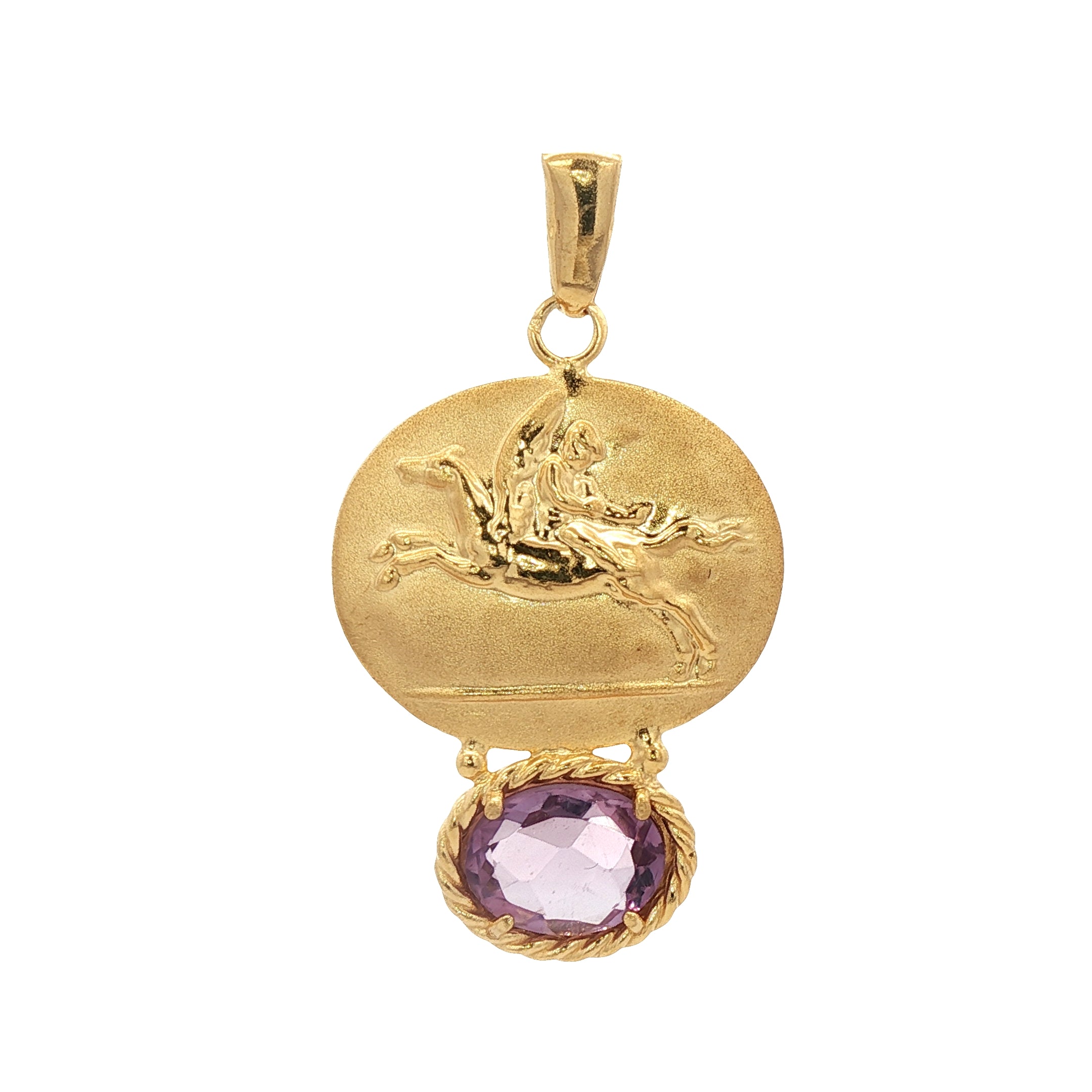925YG PEGASUS AND AMETHYST PENDANT