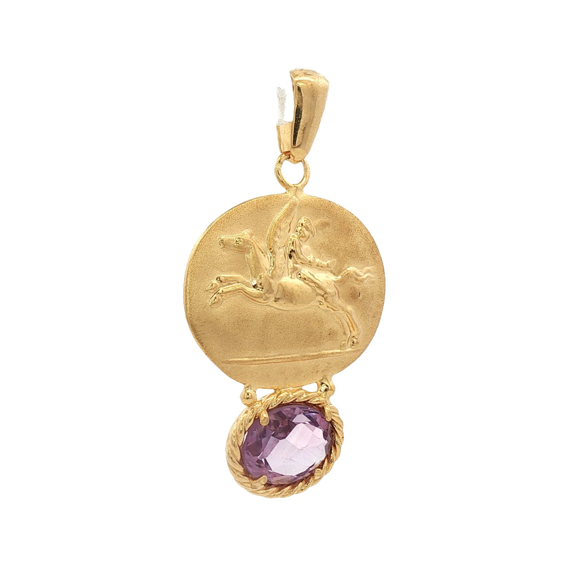 925YG PEGASUS AND AMETHYST PENDANT