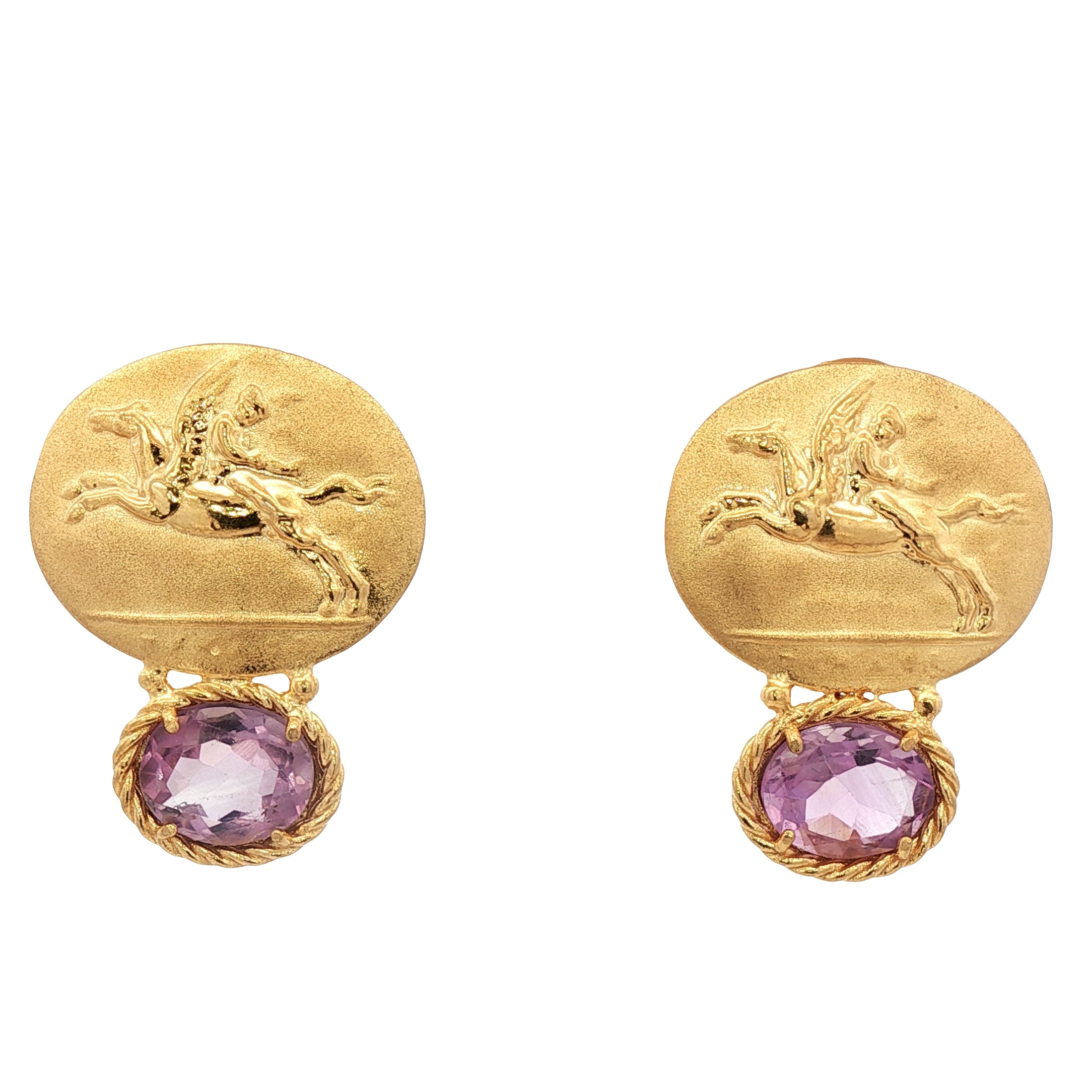 925YG PEGASUS AND AMETHYST EARRINGS