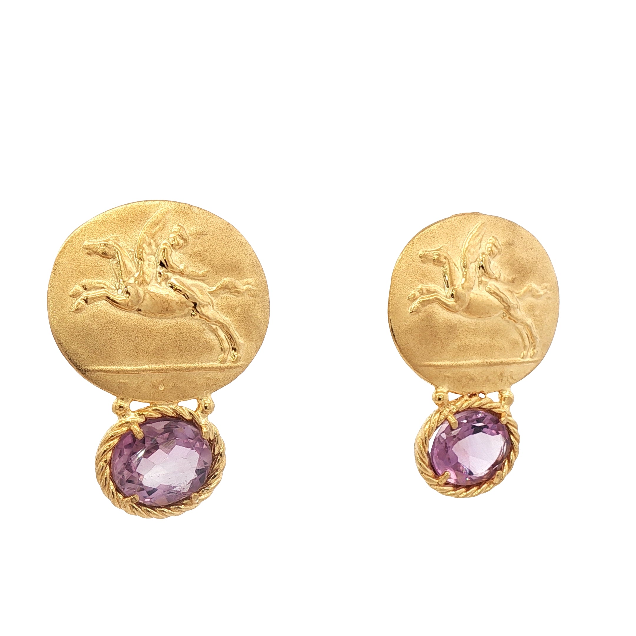 925YG PEGASUS AND AMETHYST EARRINGS