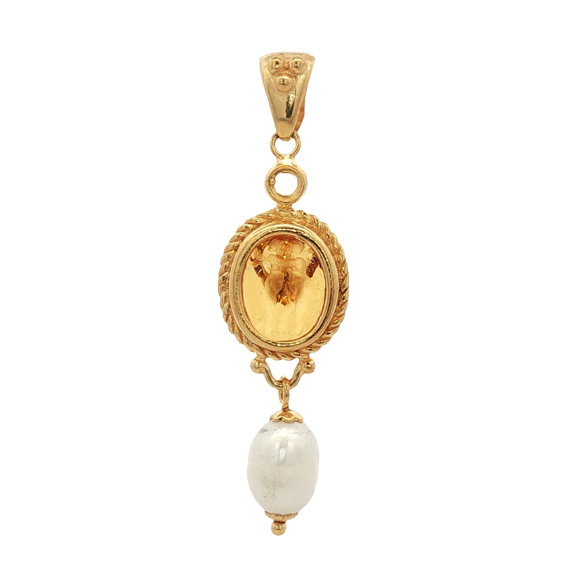 925YG DANCING ANGELES AMBAR WITH PEARL PENDANT
