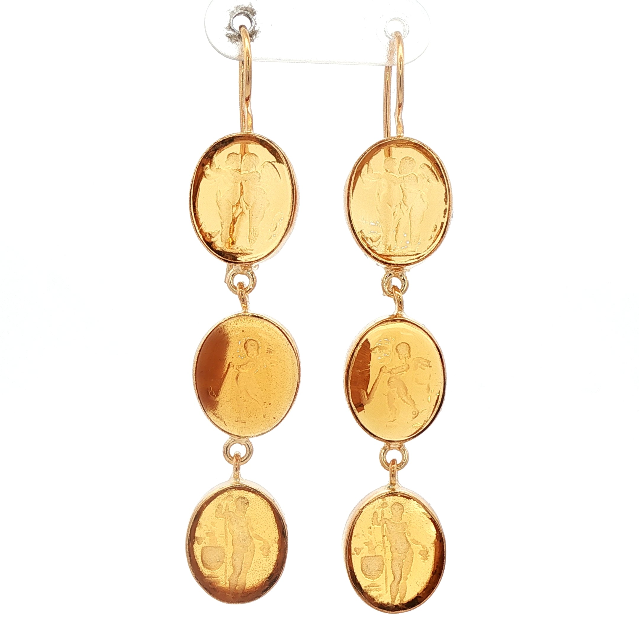925YG DANCING ANGELES AMBAR TRIPLE EARRINGS