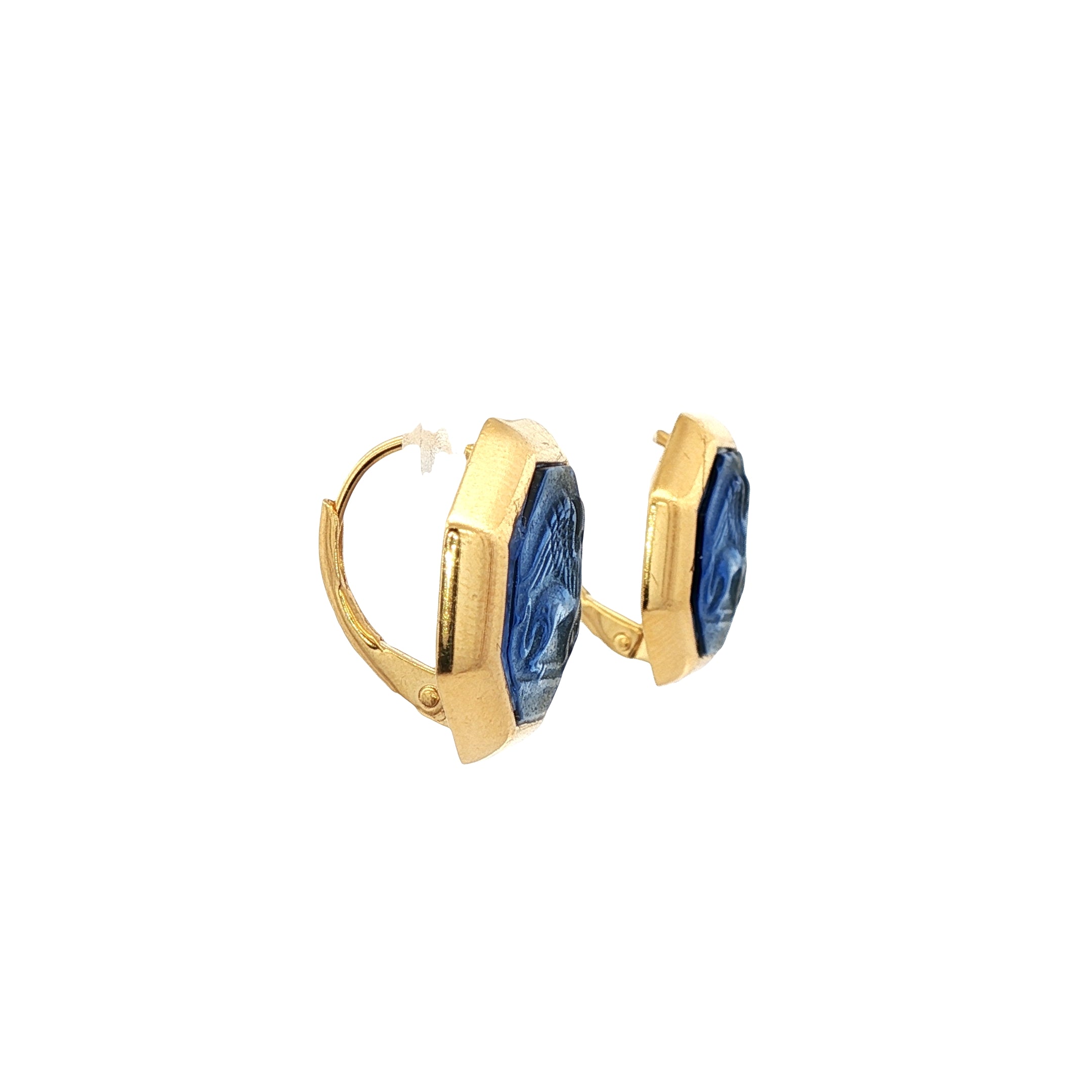 925YG CHIMERA OCTAGONAL BLUE EARRINGS