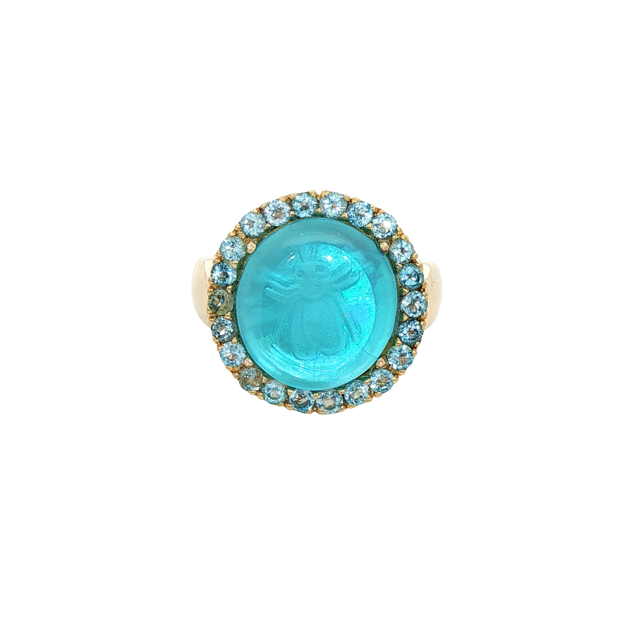 925YG BEE SKY BLUE AND BLUE TOPAZ RING T7