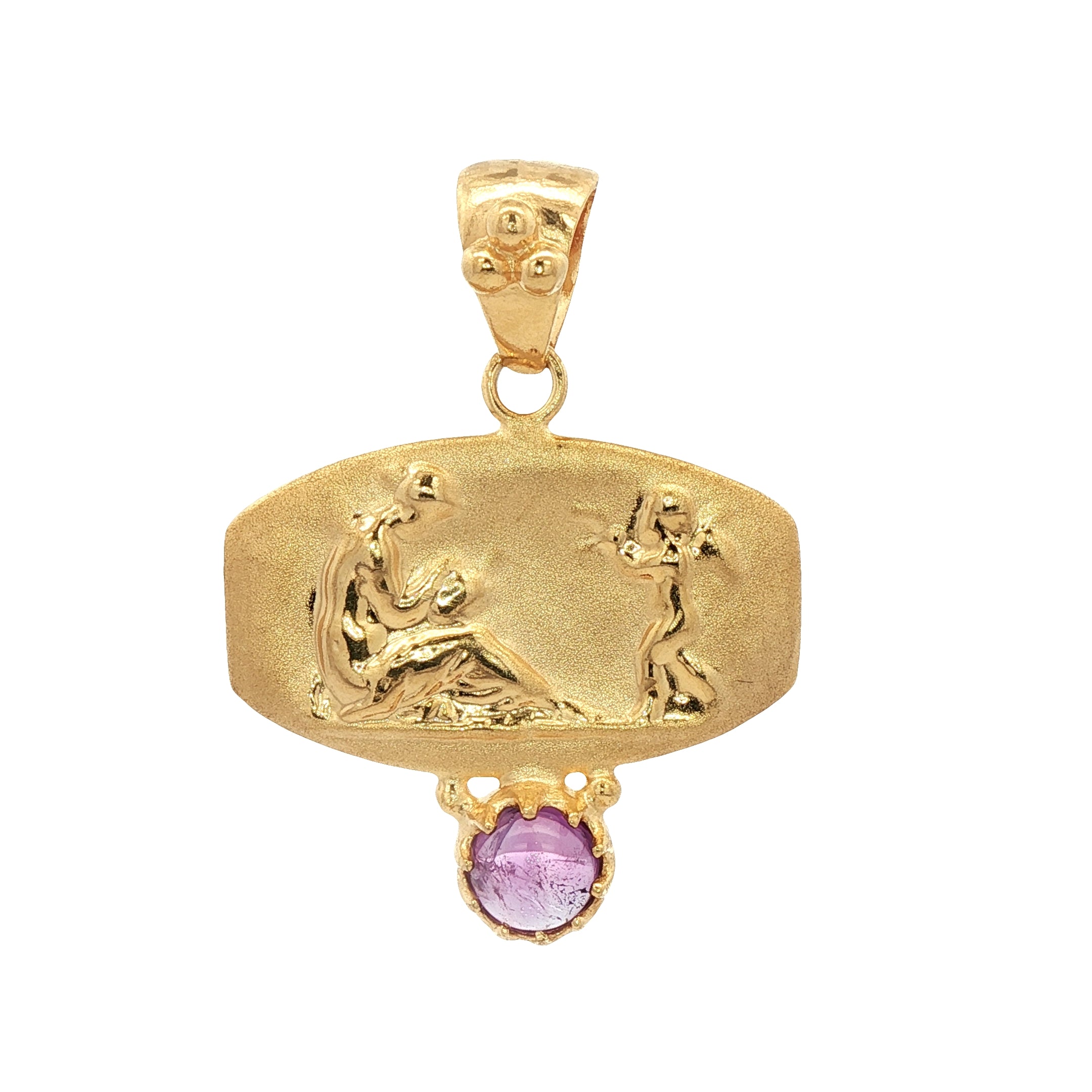 925YG VENERE AND CUPID AND AMETHYST PENDANT