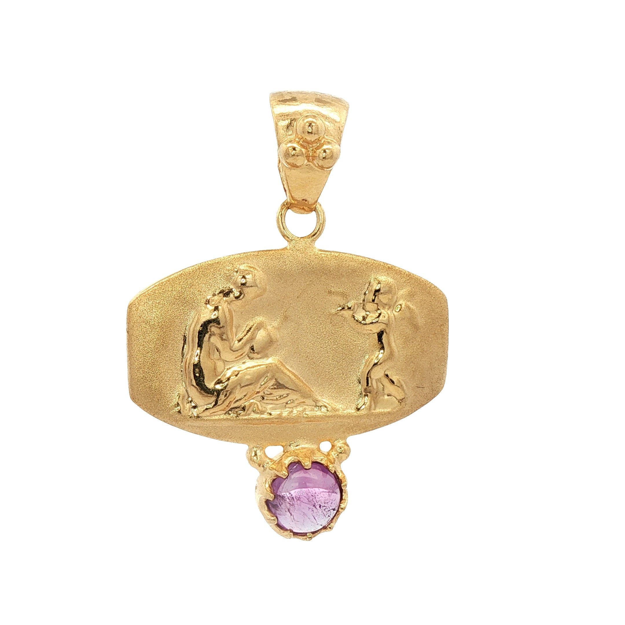 925YG VENERE AND CUPID AND AMETHYST PENDANT