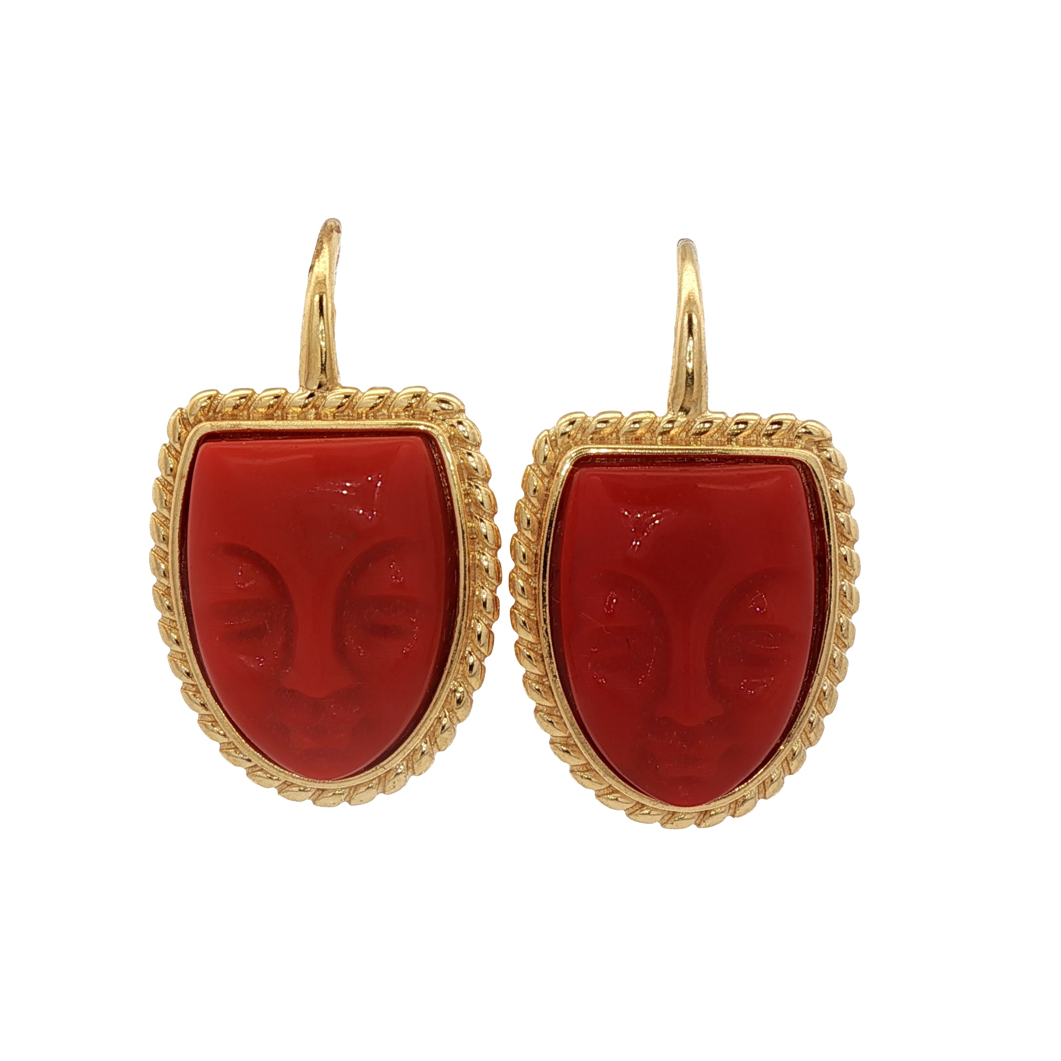 925YG MASK ORANGE EARRINGS