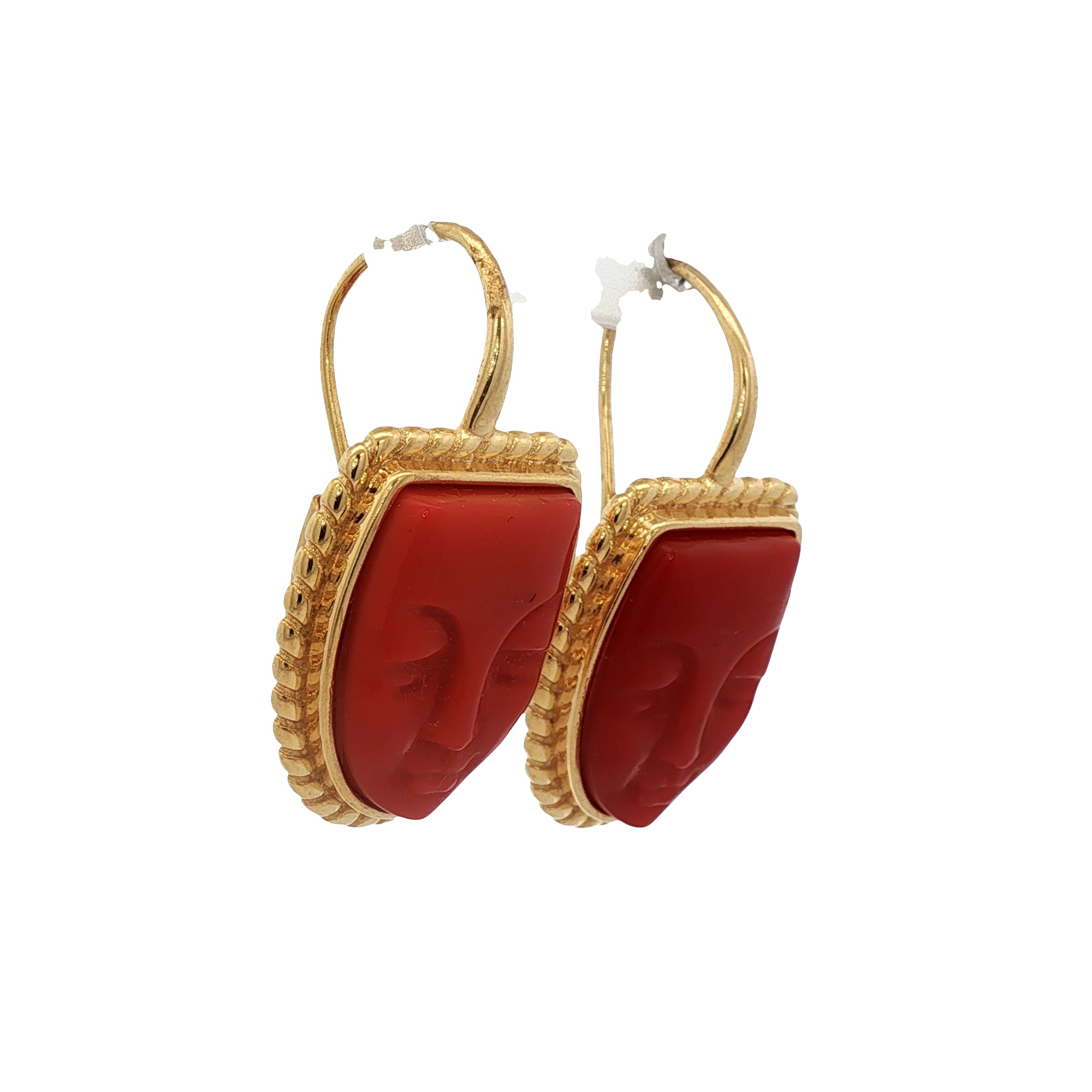 925YG MASK ORANGE EARRINGS
