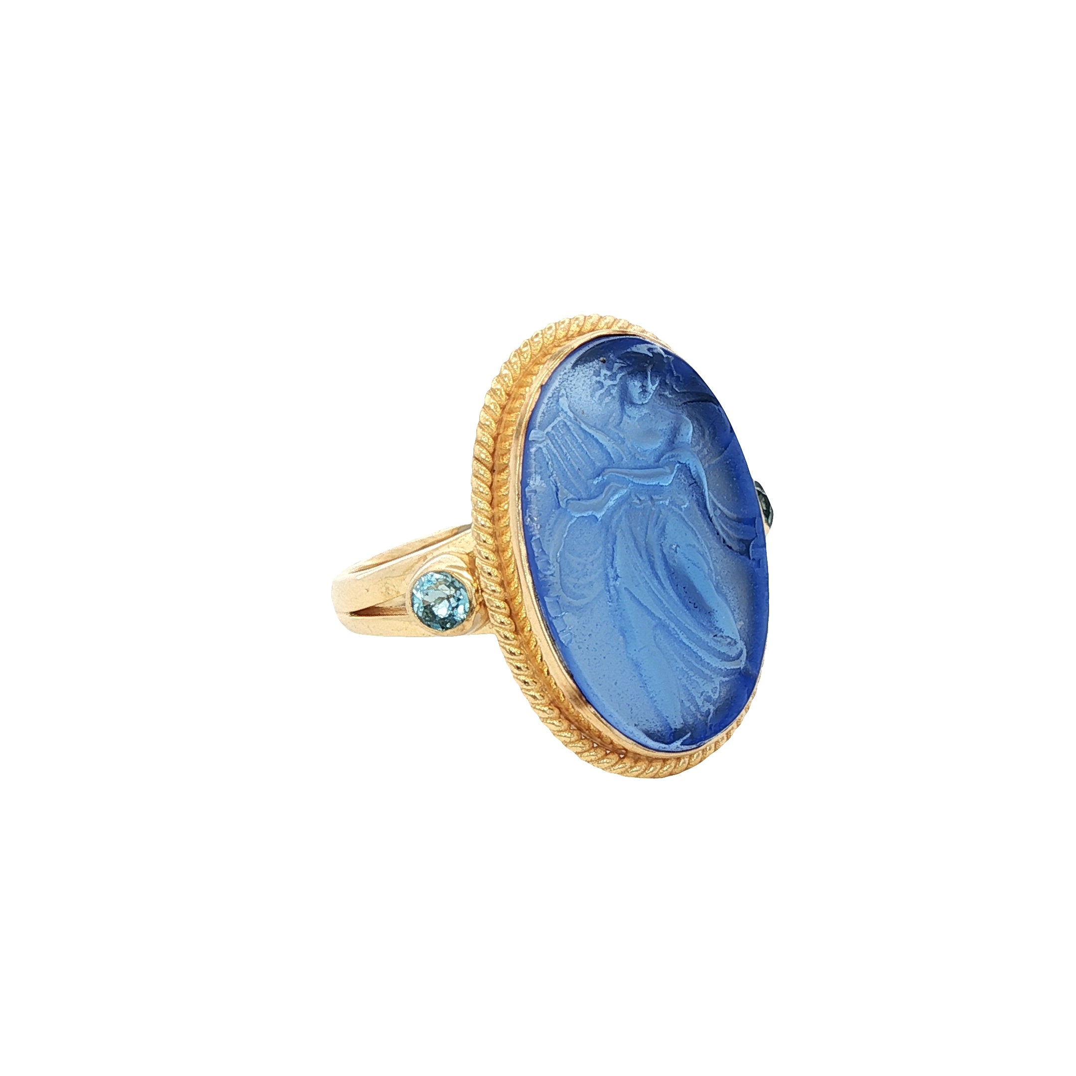 925YG MUSE BLUE MATTE AND BLUE TOPAZ RING T8