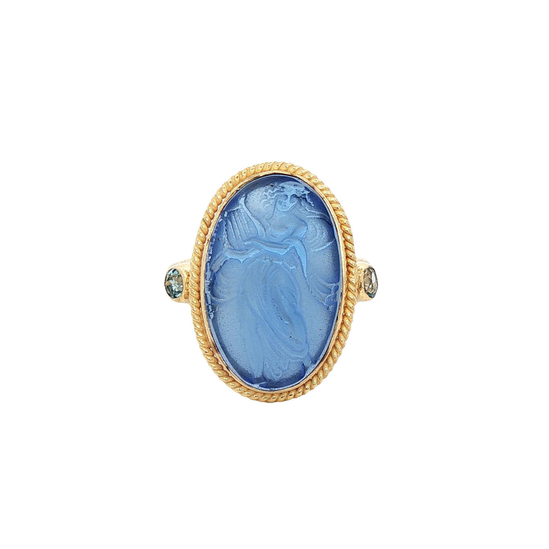 925YG MUSE BLUE MATTE AND BLUE TOPAZ RING T8