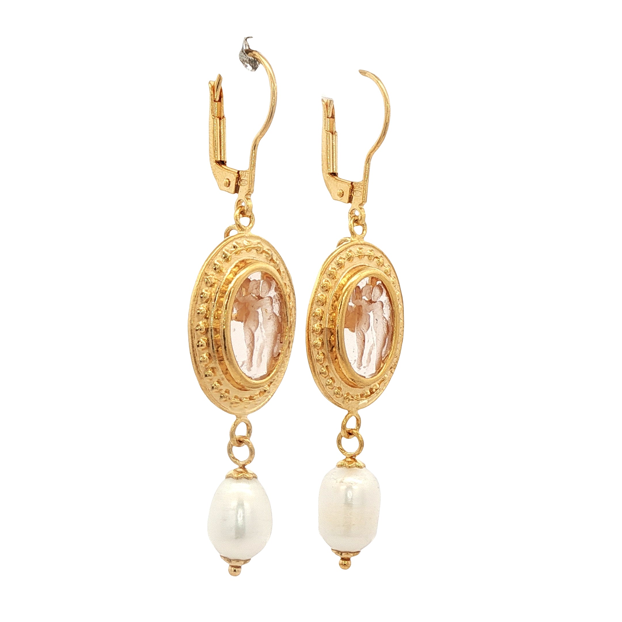 925YG DANCING ANGELS AND PEARL EARRINGS