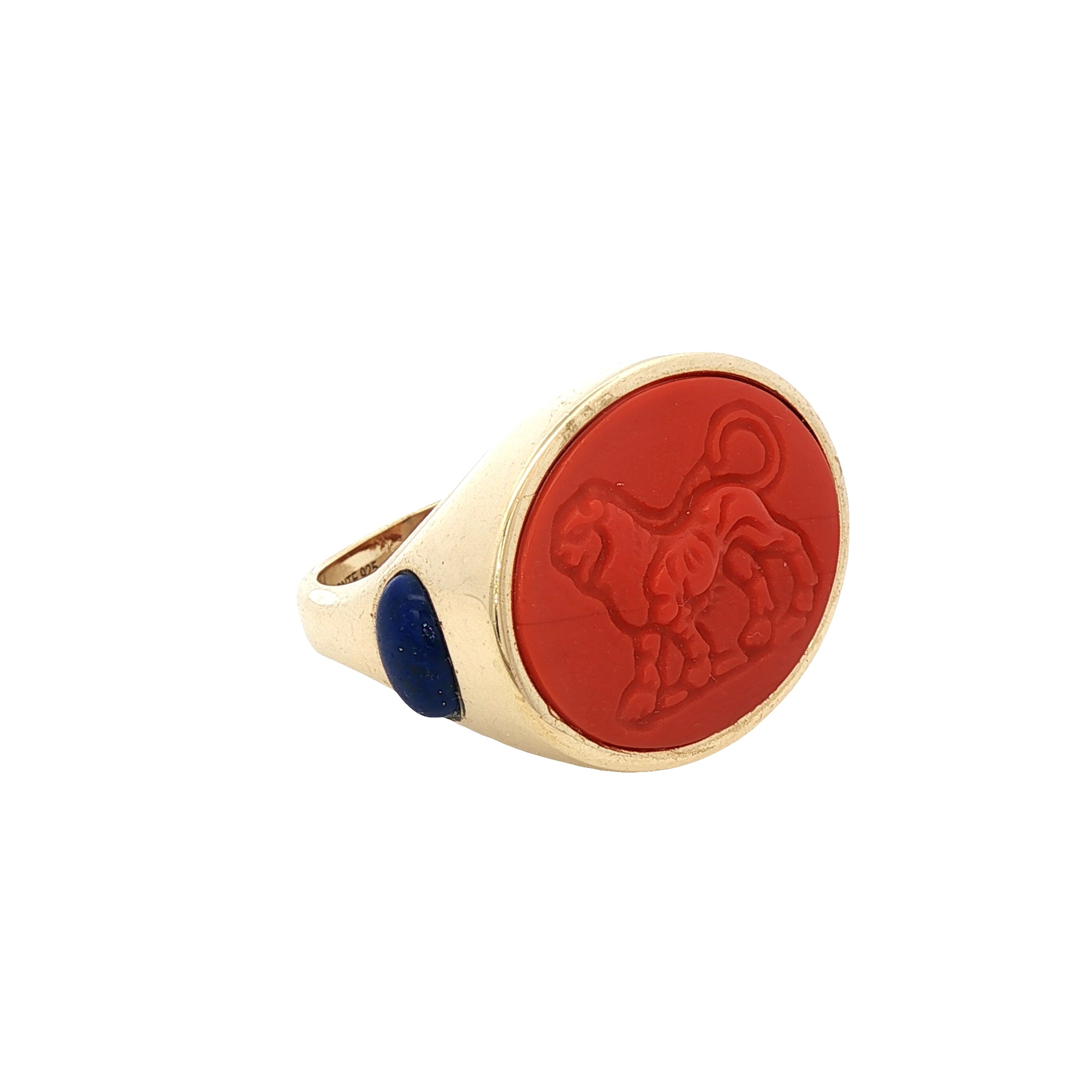 925YG CHIMERA ORANGE AND LAPIS LAZULI RING T7