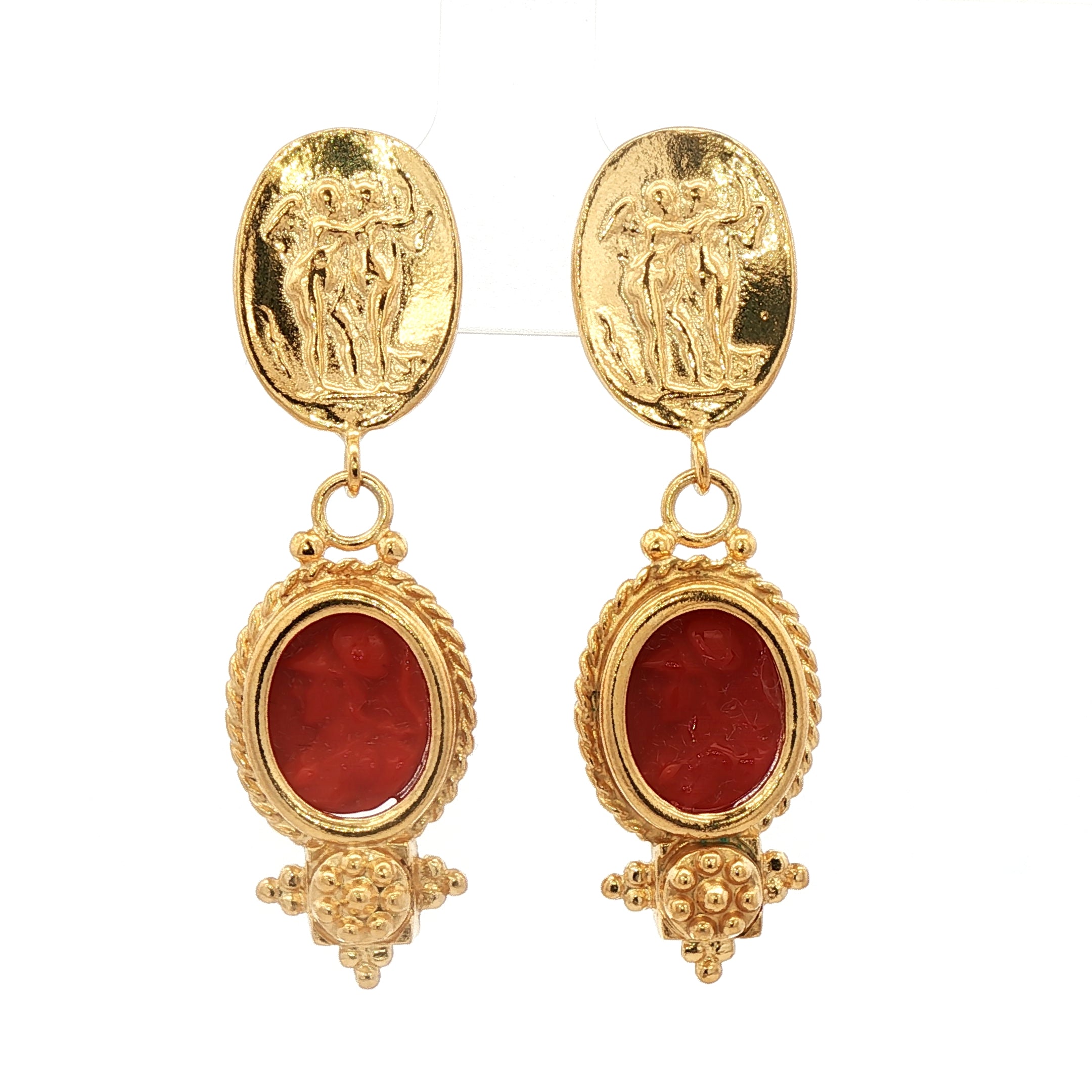925YG ATHENA ORANGE MATTE EARRINGS