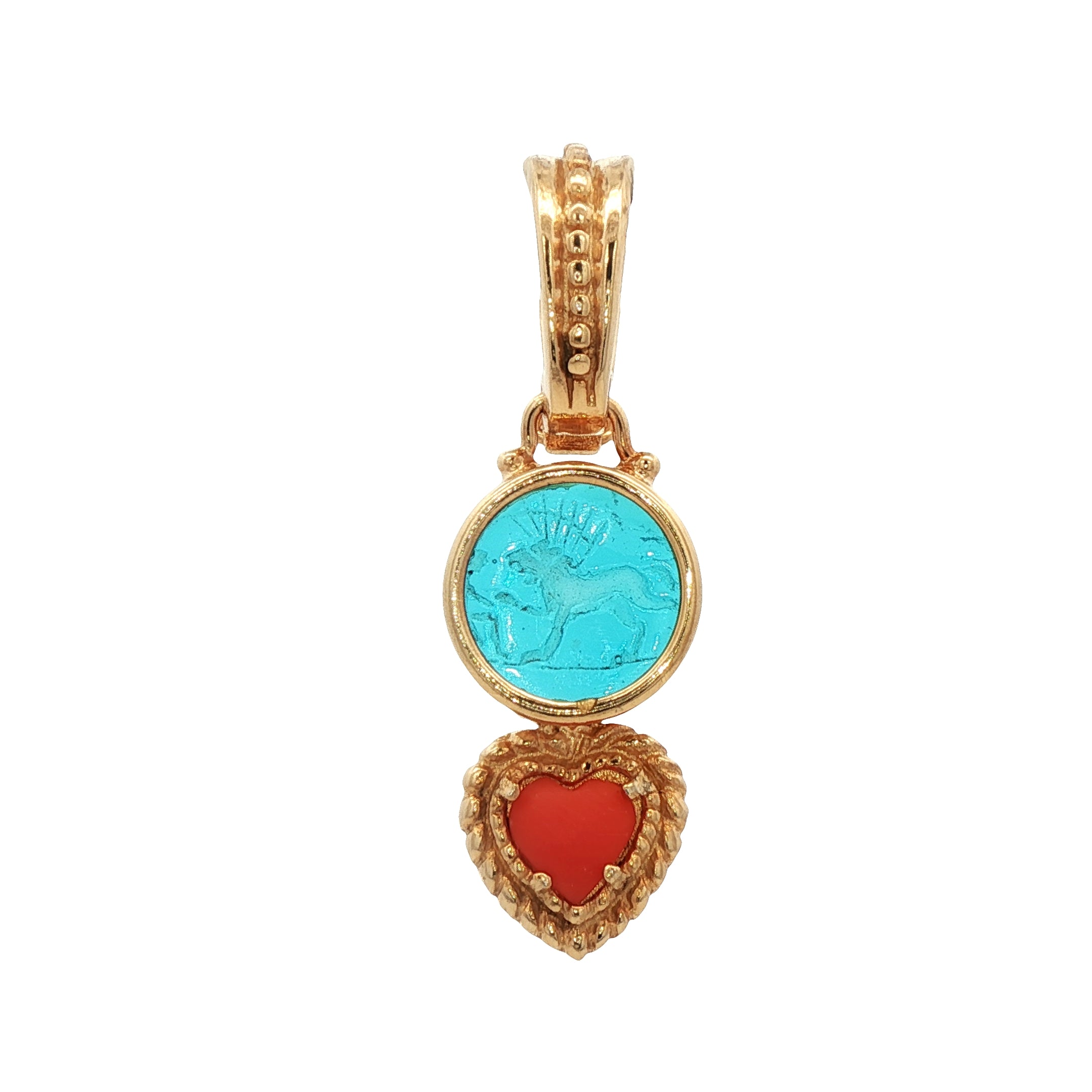 925YG GOAT BLUE AND HEART CORAL PENDANT