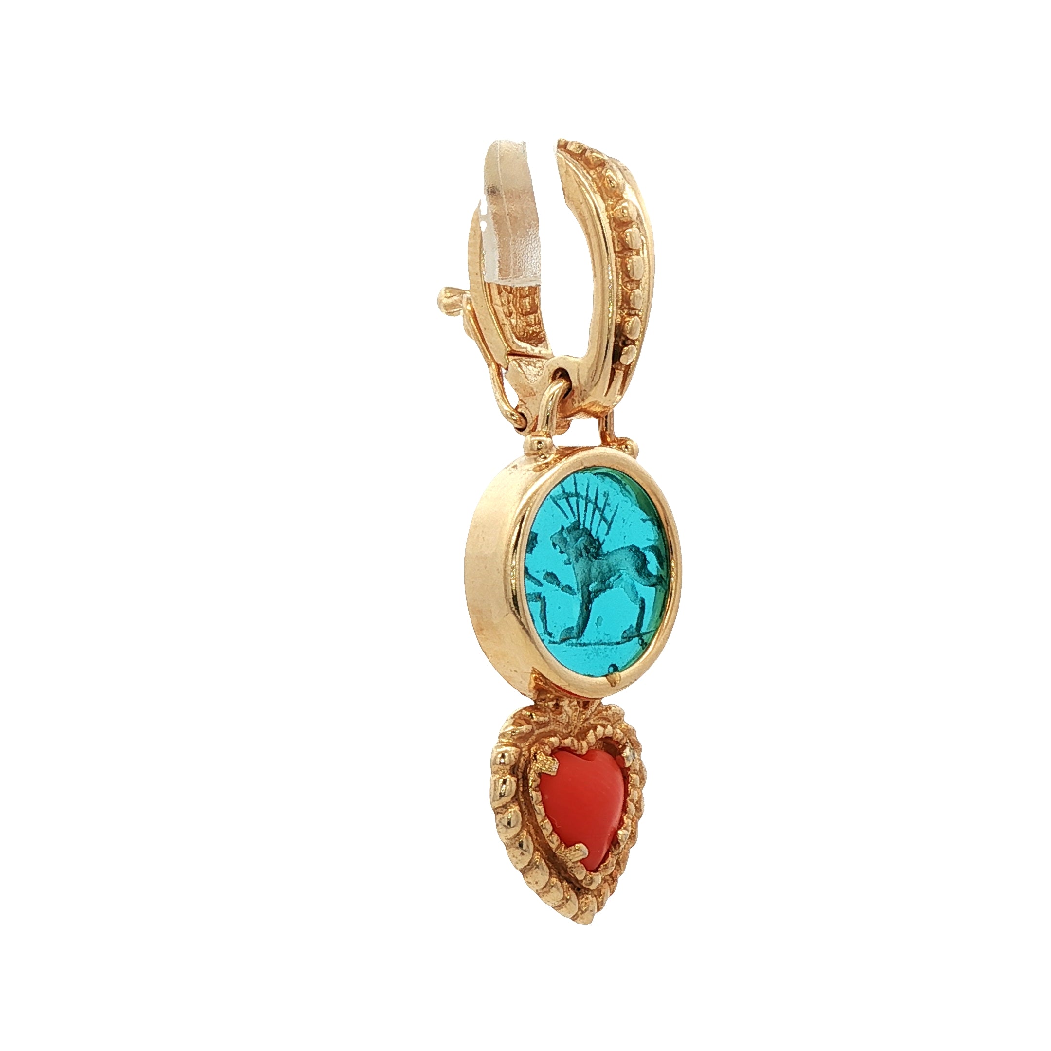 925YG GOAT BLUE AND HEART CORAL PENDANT