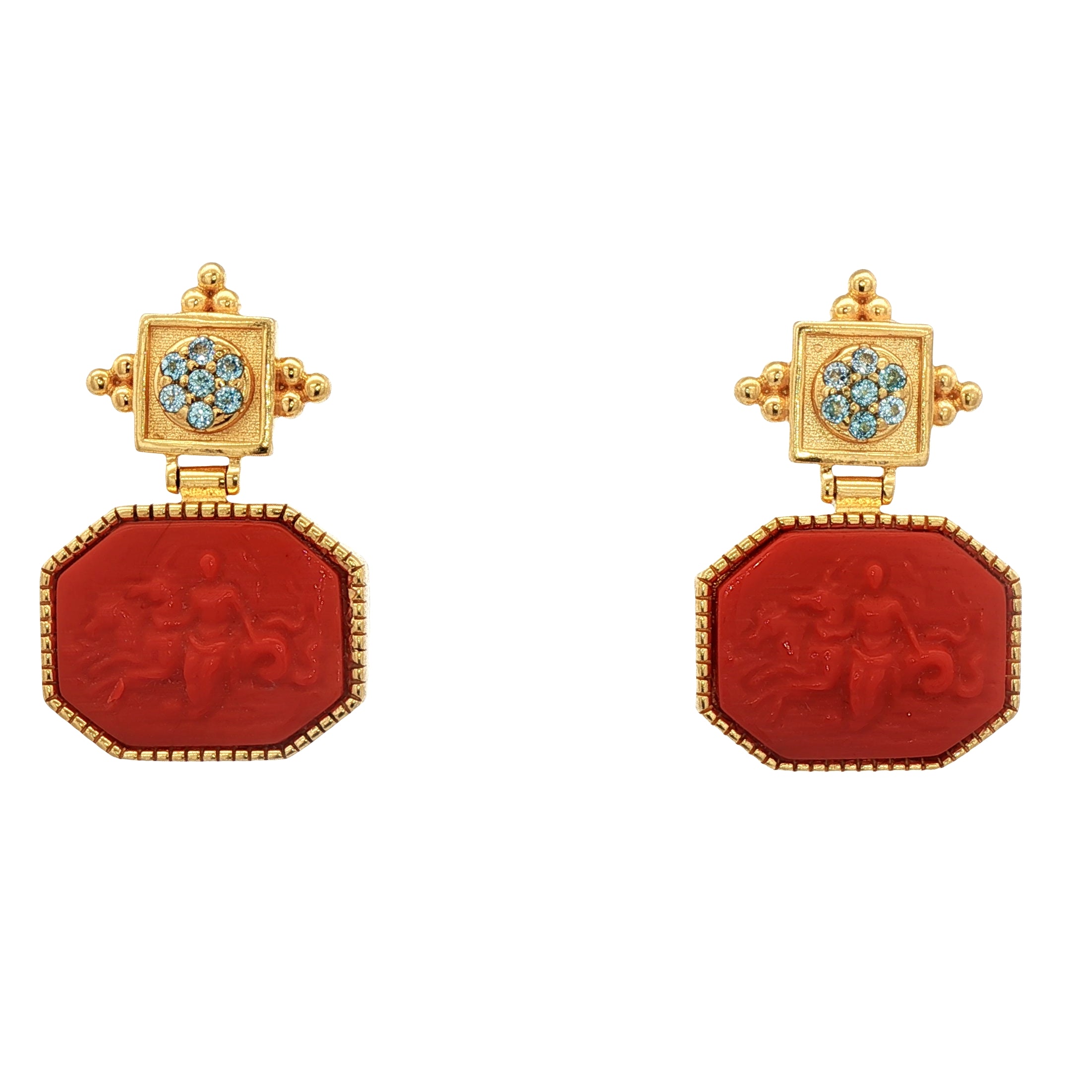925YG NEREIDES AND BLUE TOPAZ EARRINGS