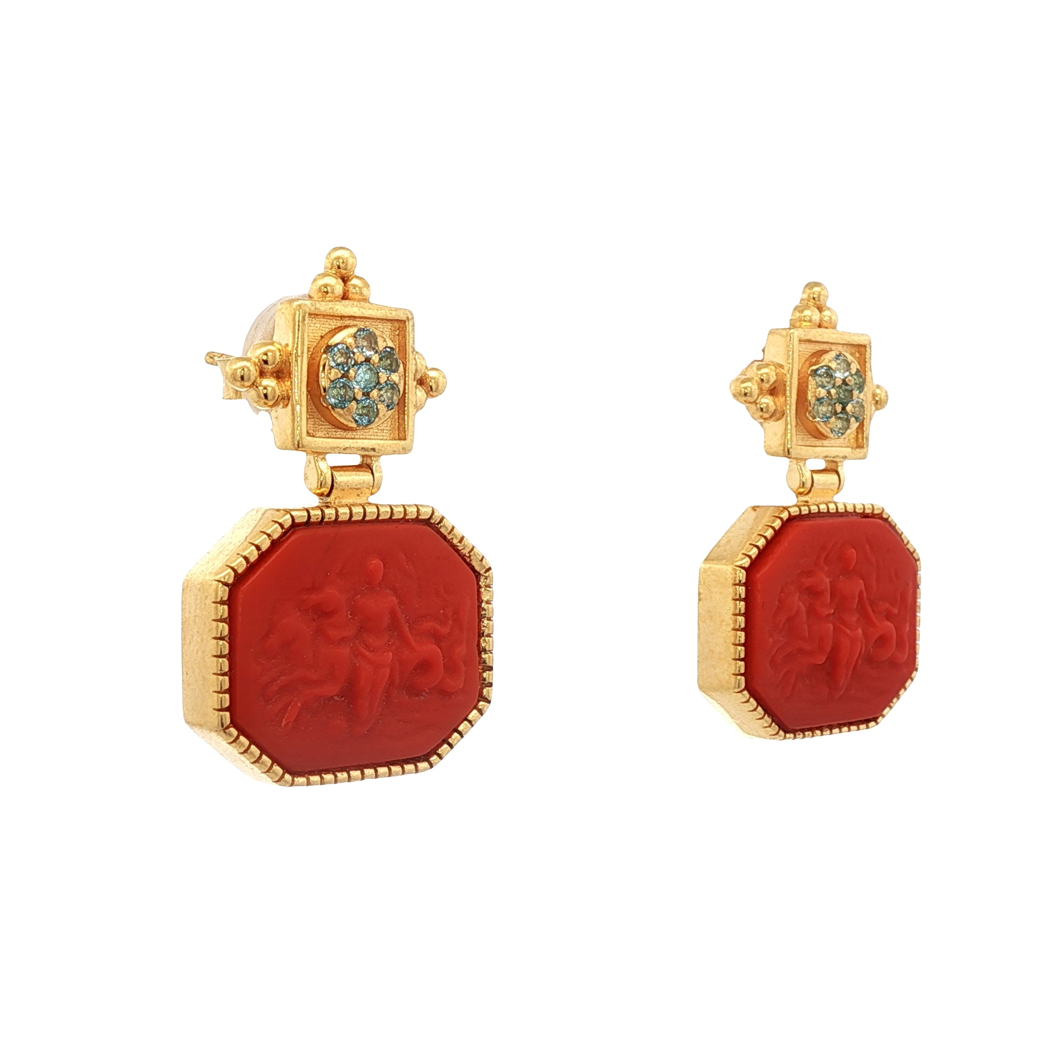 925YG NEREIDES AND BLUE TOPAZ EARRINGS