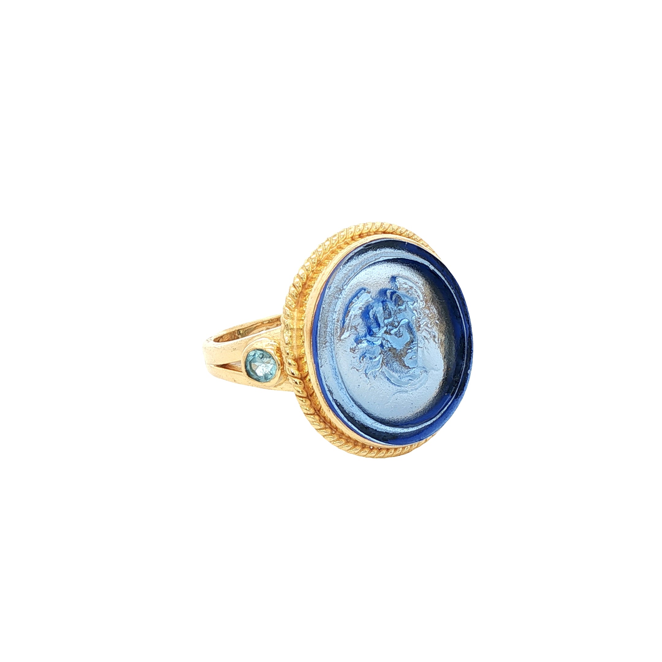 925YG MUSE BLUE AND BLUE TOPAZ RING T9