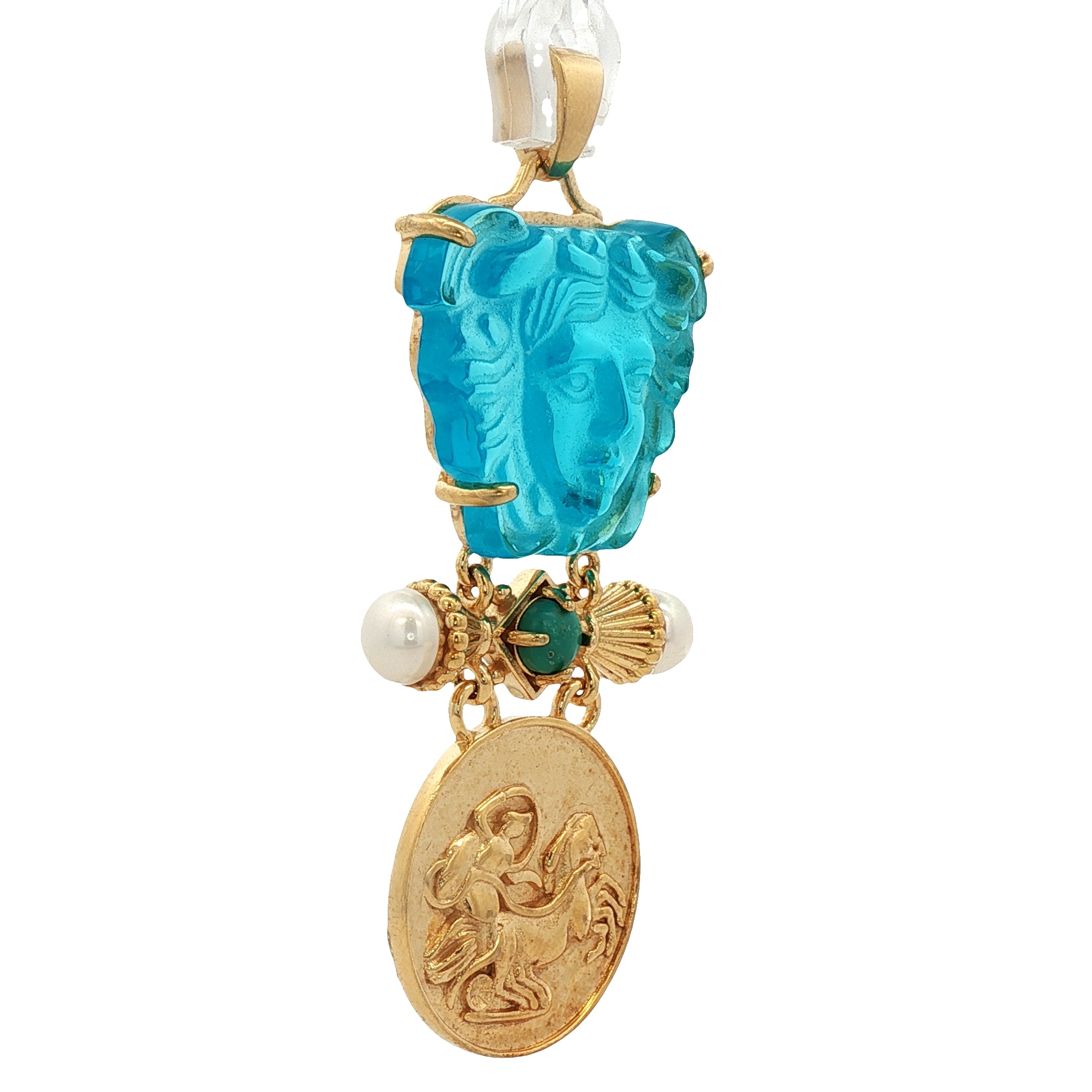 925YG MEDUSA AND PEARL TURQUOISE PENDANT