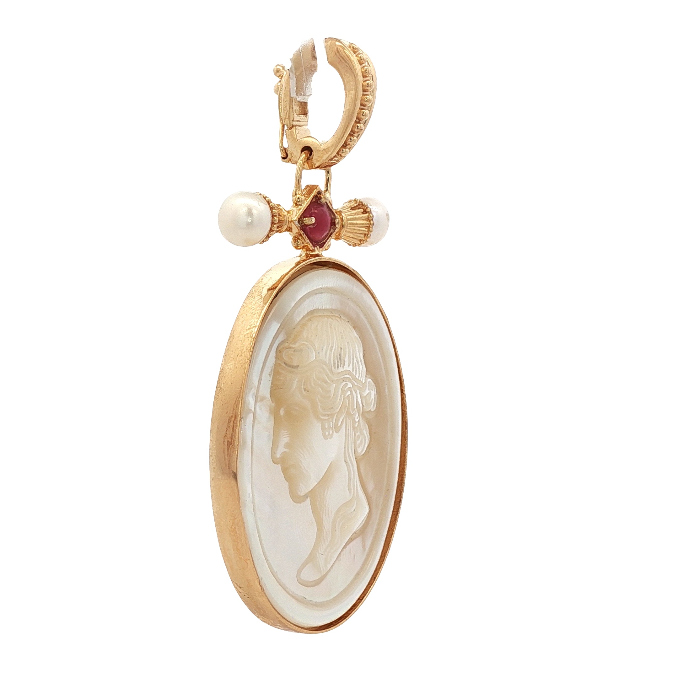 925YG CERES MOP AND PEARL RUBY PENDANT