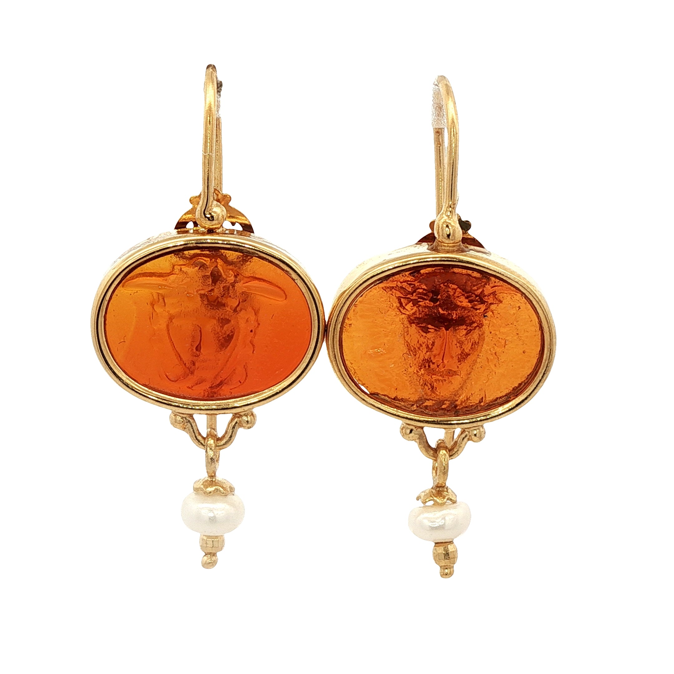 925YG MEDUSA AMBAR EARRINGS