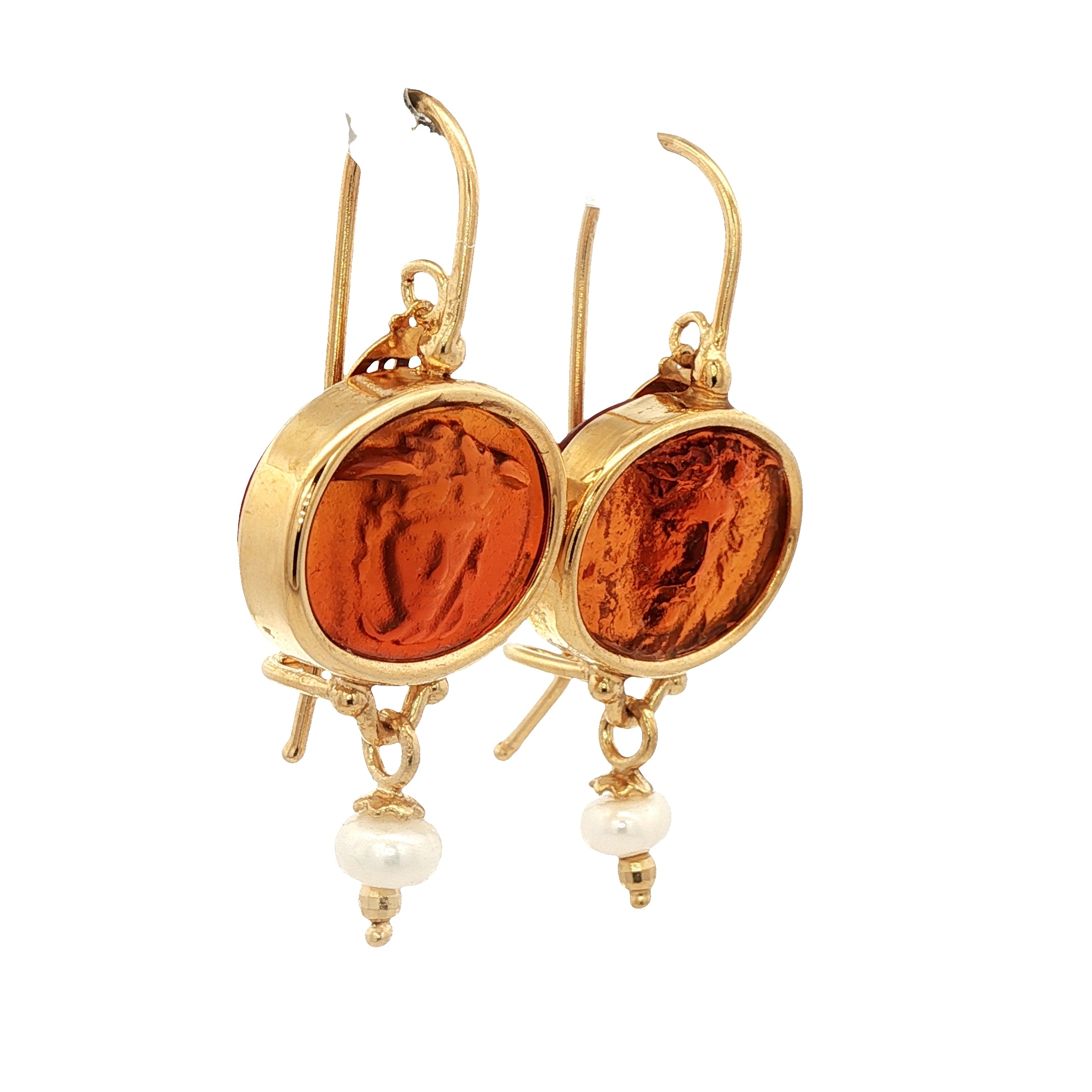925YG MEDUSA AMBAR EARRINGS