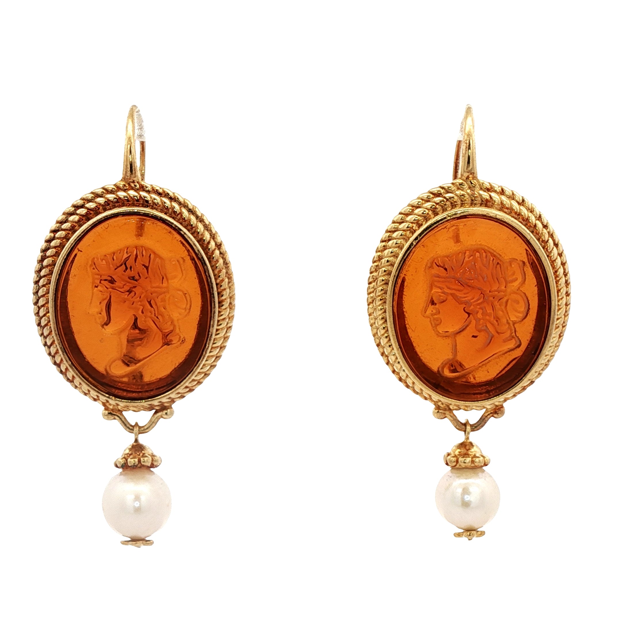 925YG CERES AMBAR AND PEARL EARRINGS
