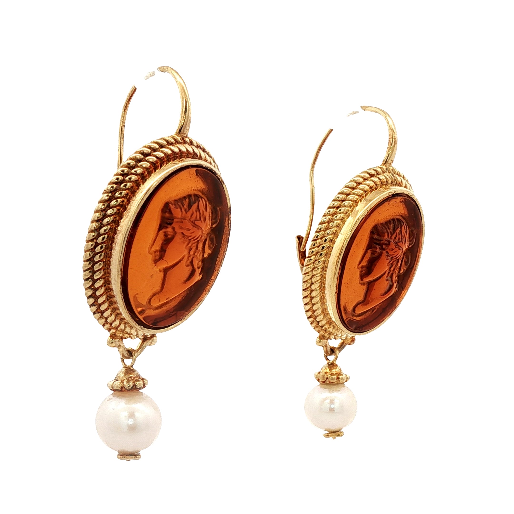 925YG CERES AMBAR AND PEARL EARRINGS