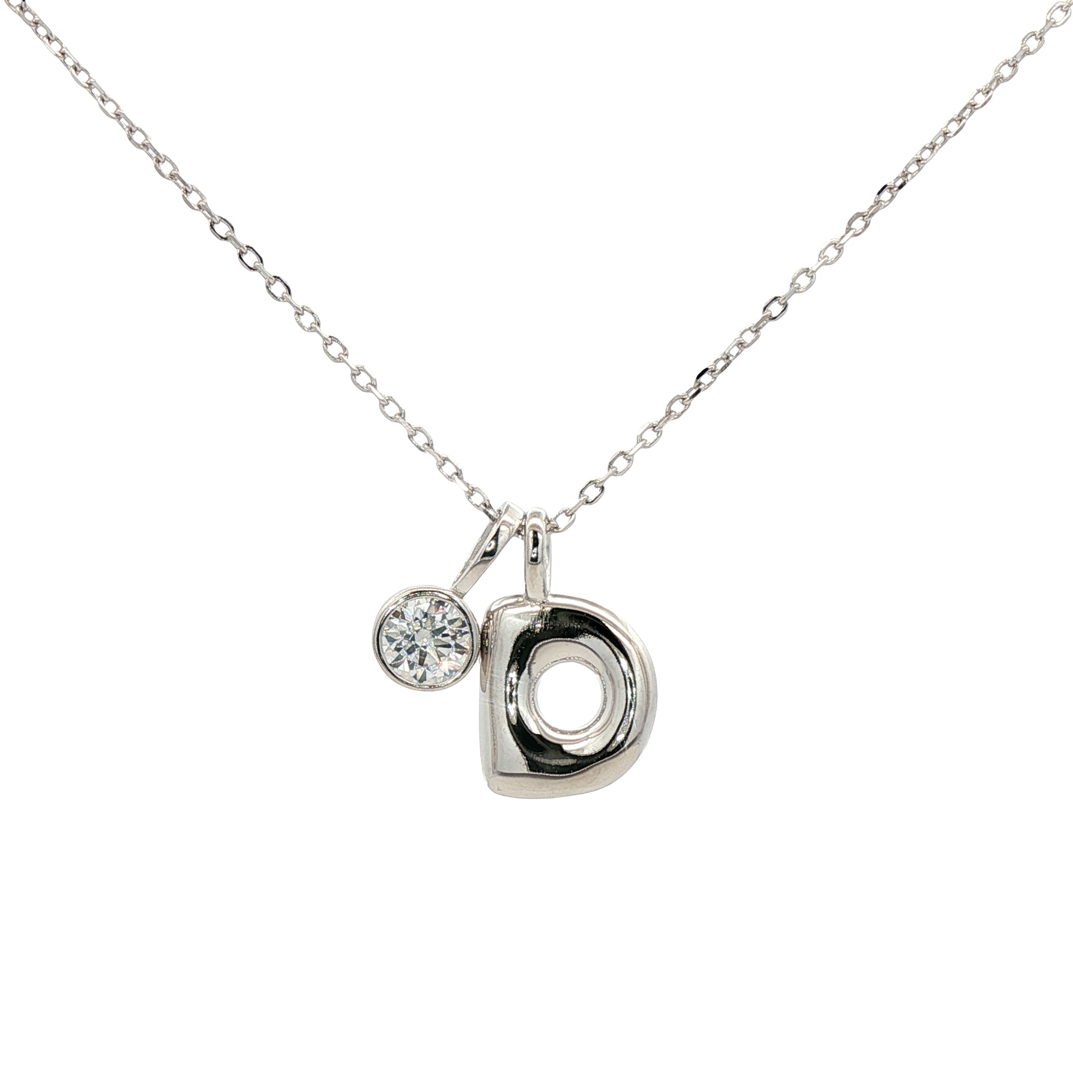925SL INICIAL D CZ PENDANT NECKLACE