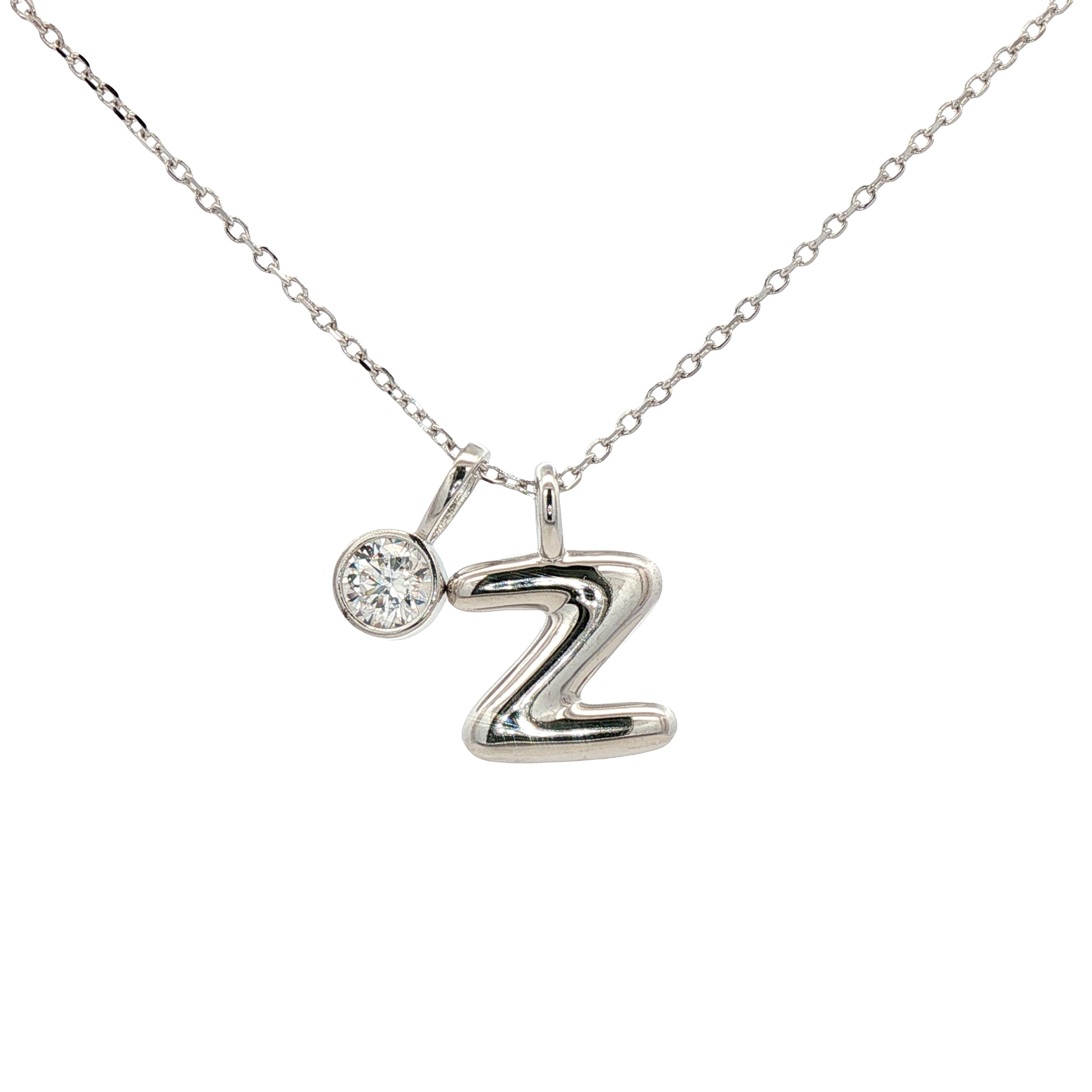 925SL INICIAL Z CZ PENDANT NECKLACE