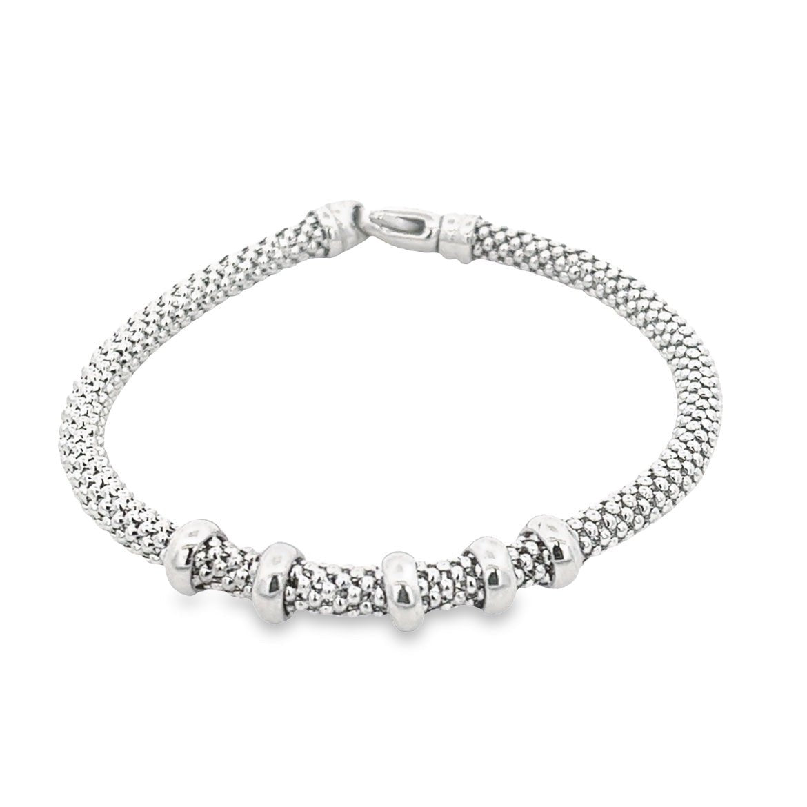 14KW MESH BANGLE WITH RING CHARMS - C'SANTOS