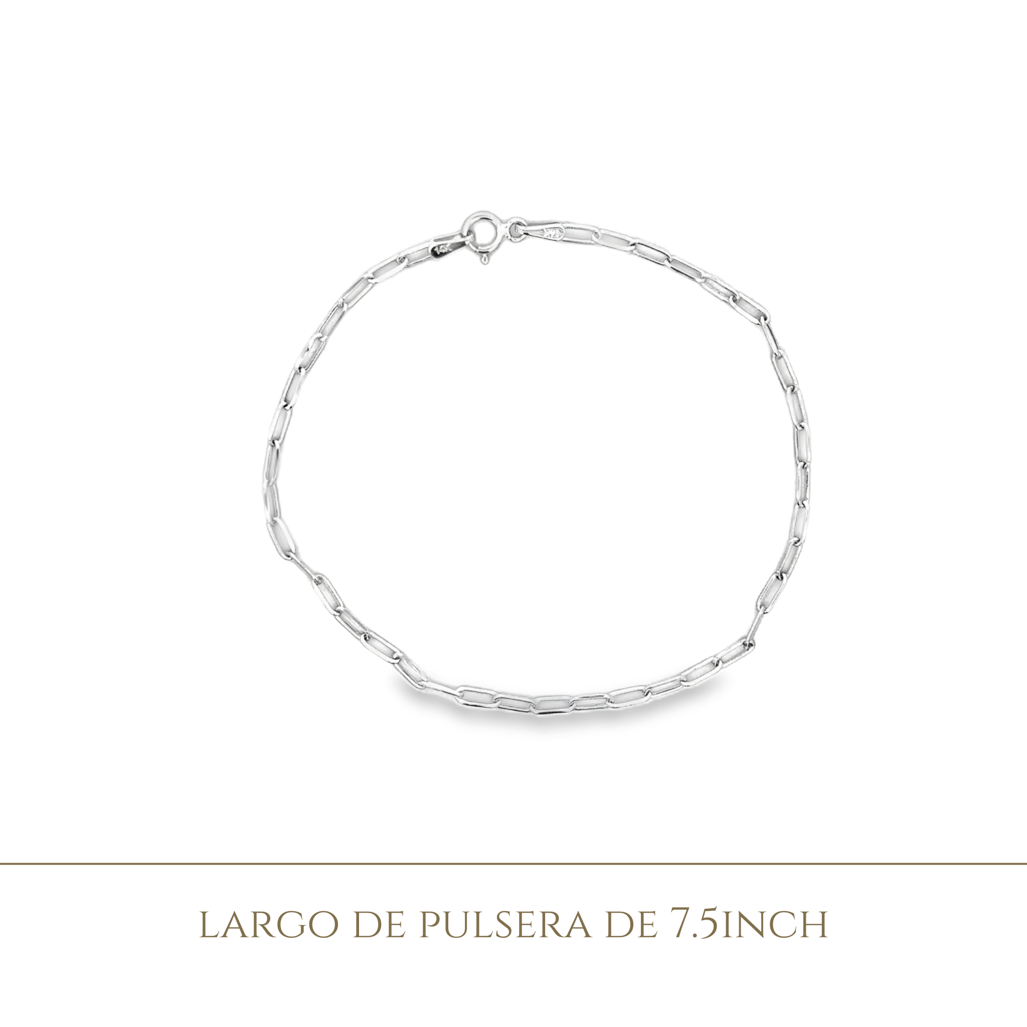 14KW SMALL PAPER CLIP 7.5 INCH BRACELET - C'SANTOS