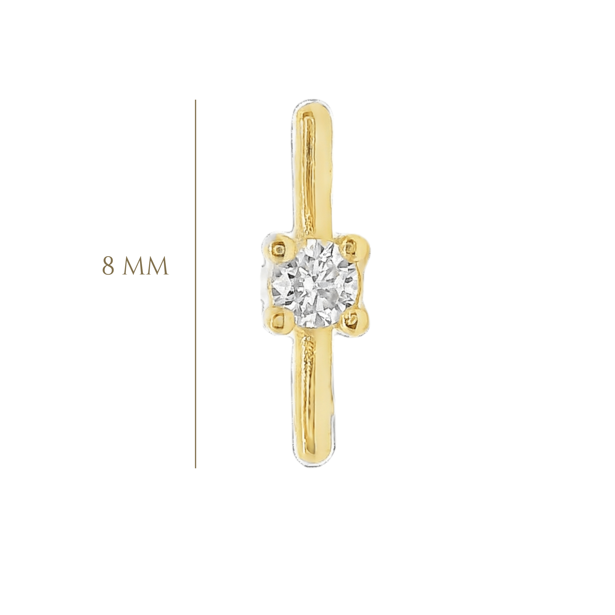 14KY BAR WITH STONE IN THE CENTER PIERCING - C'SANTOS