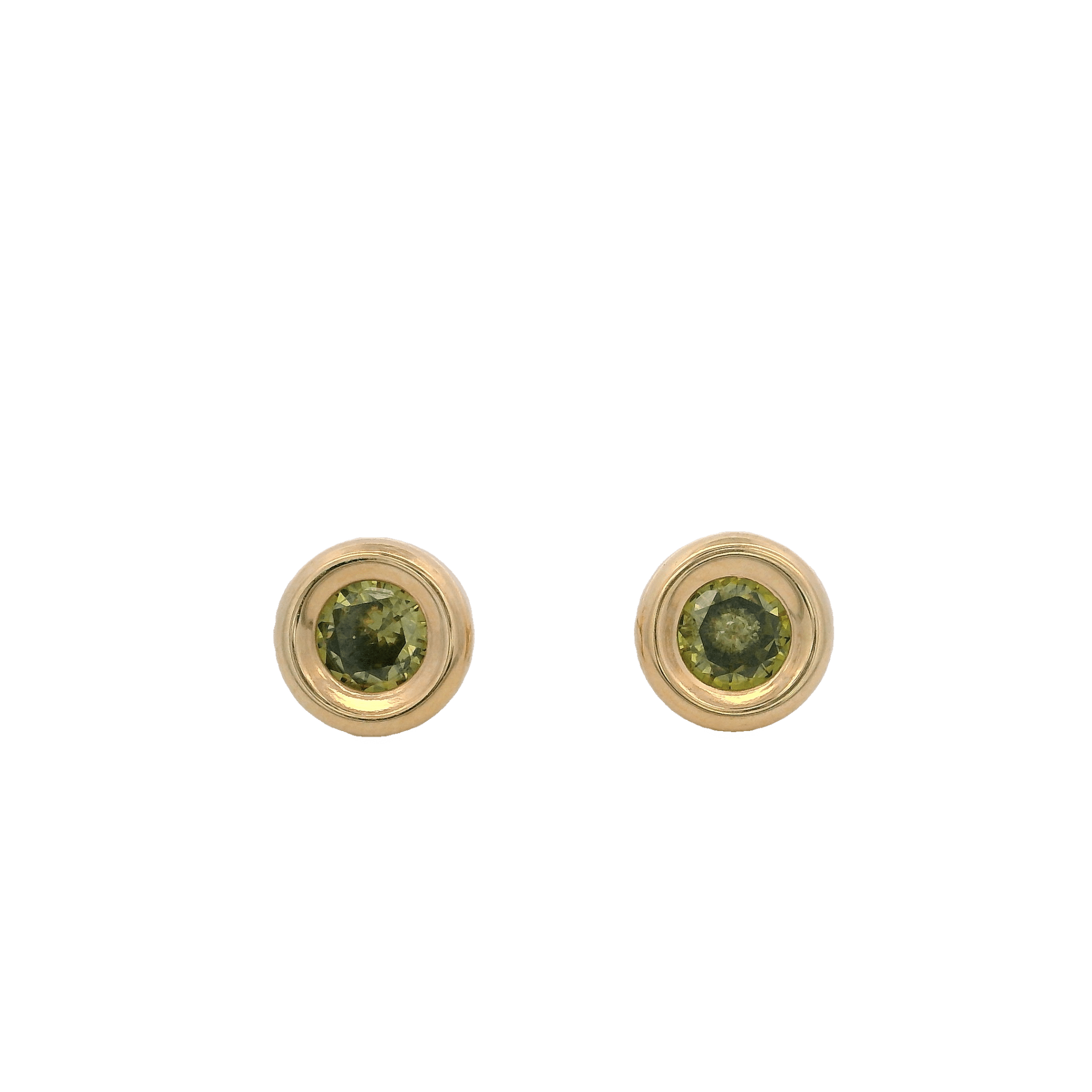 14KY BEZEL AGOSTO CZ PERIDOT EARRINGS - C'SANTOS