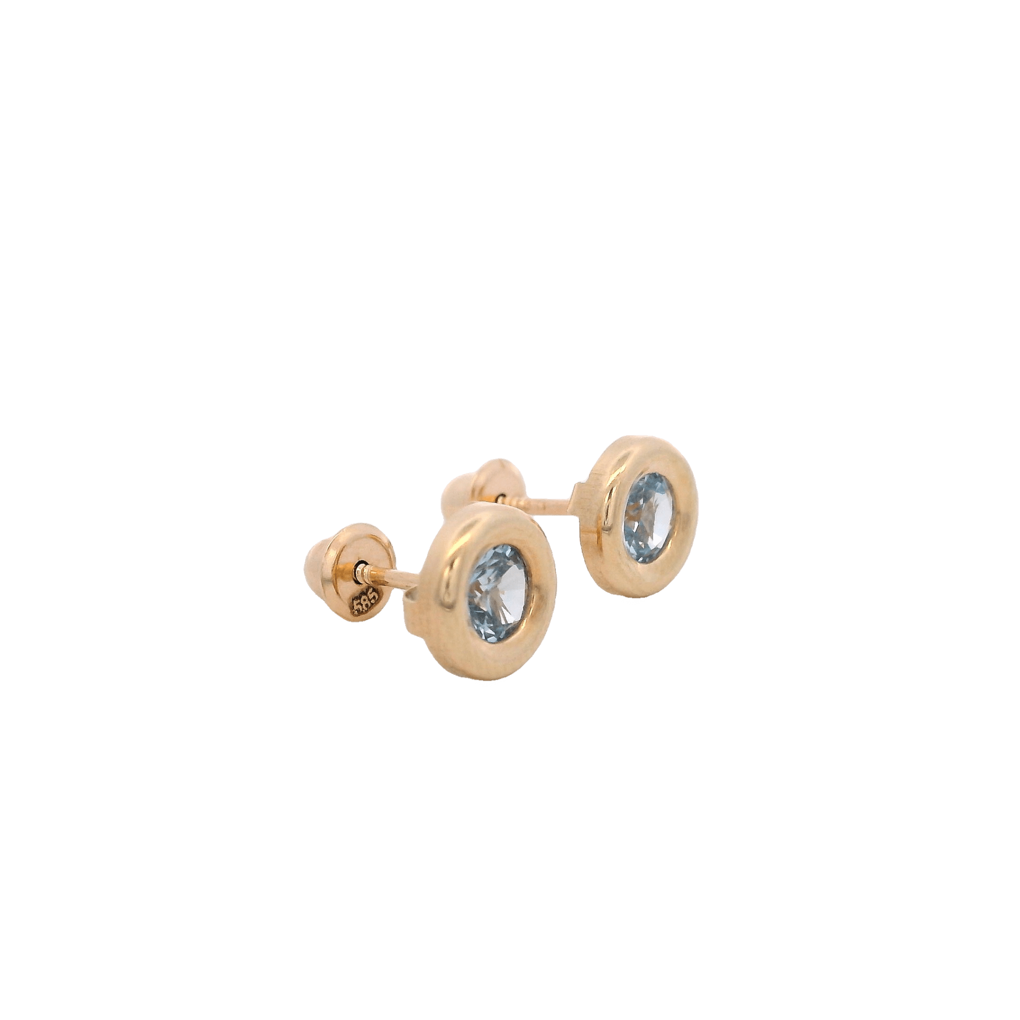 14KY BEZEL DICIEMBRE CZ TURQUESA EARRINGS - C'SANTOS