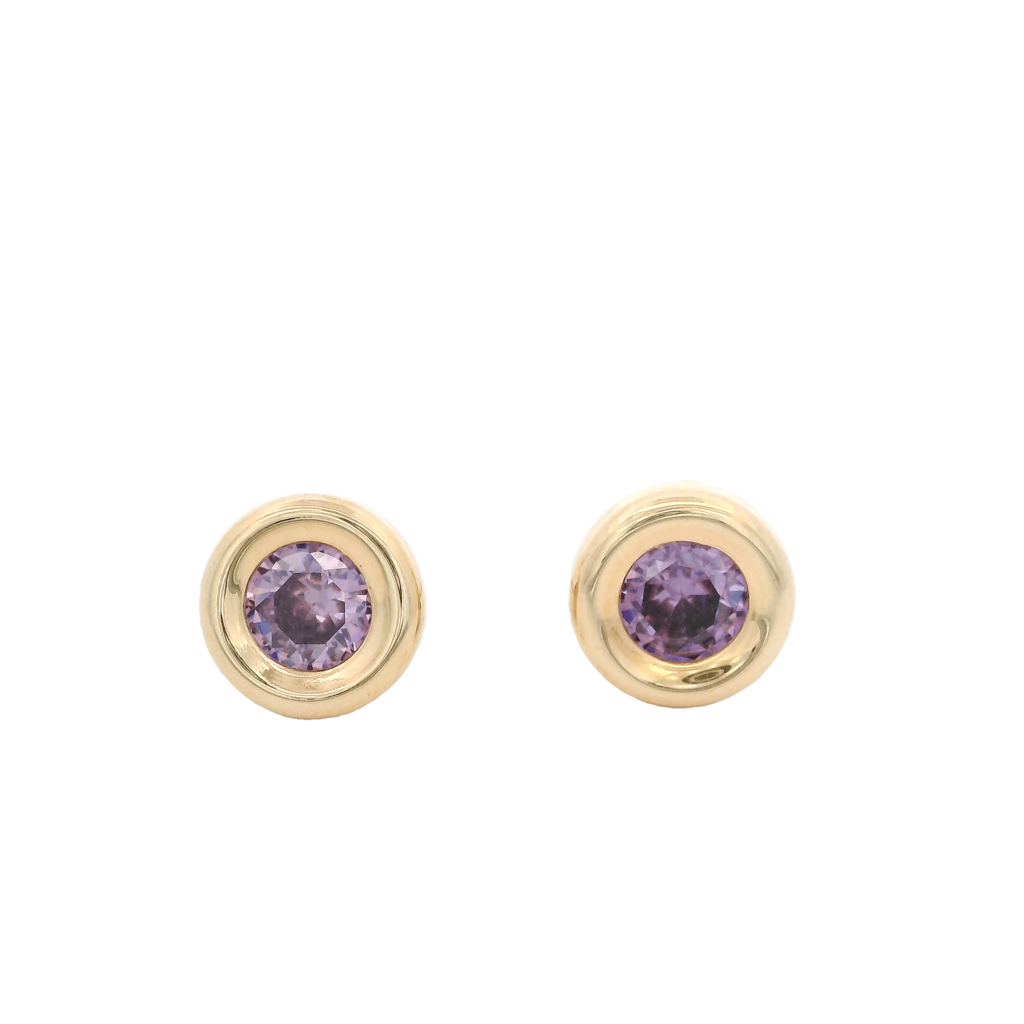 14KY BEZEL FEBRERO CZ AMATISTA EARRINGS - C'SANTOS