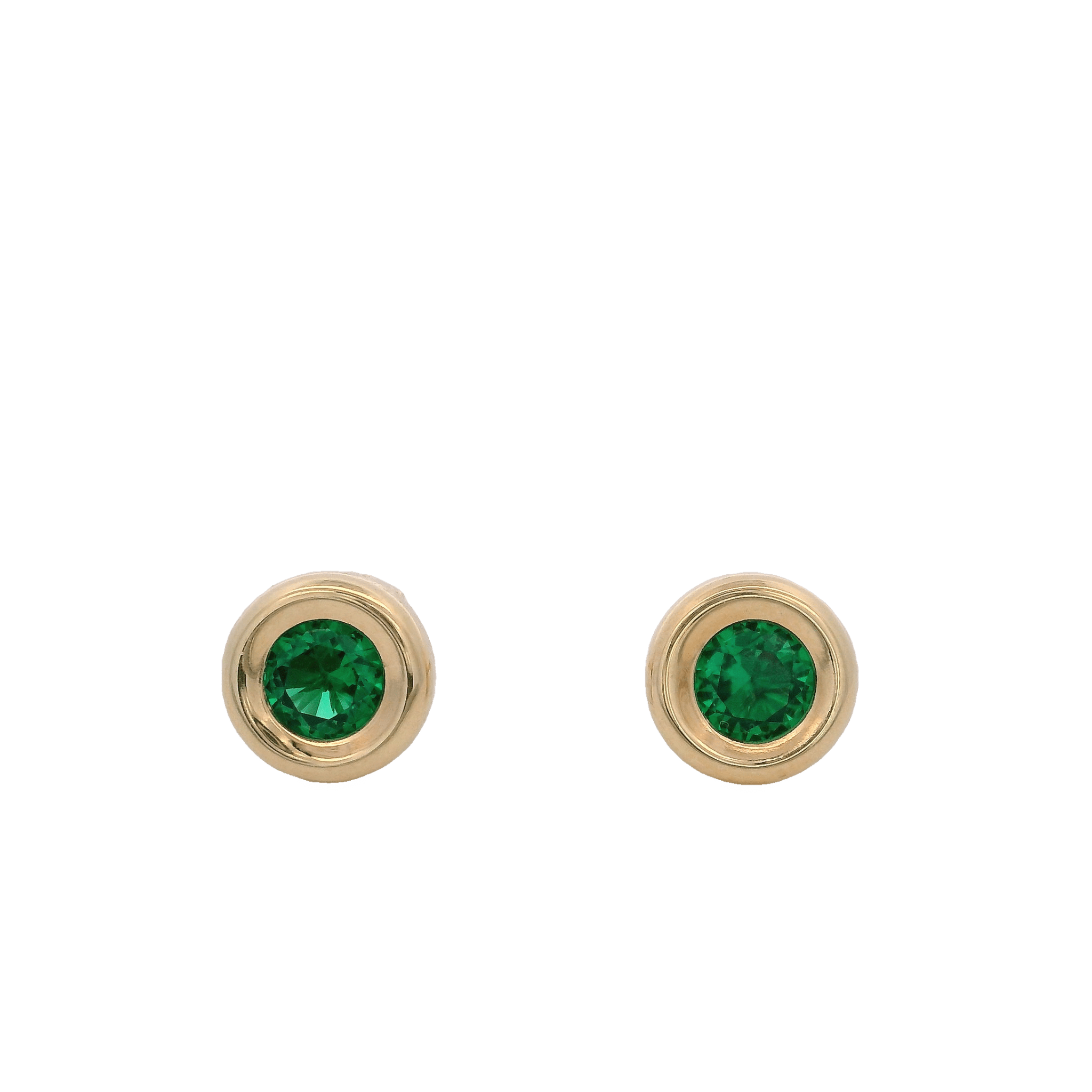 14KY BEZEL MAYO CZ EMERALD EARRINGS - C'SANTOS