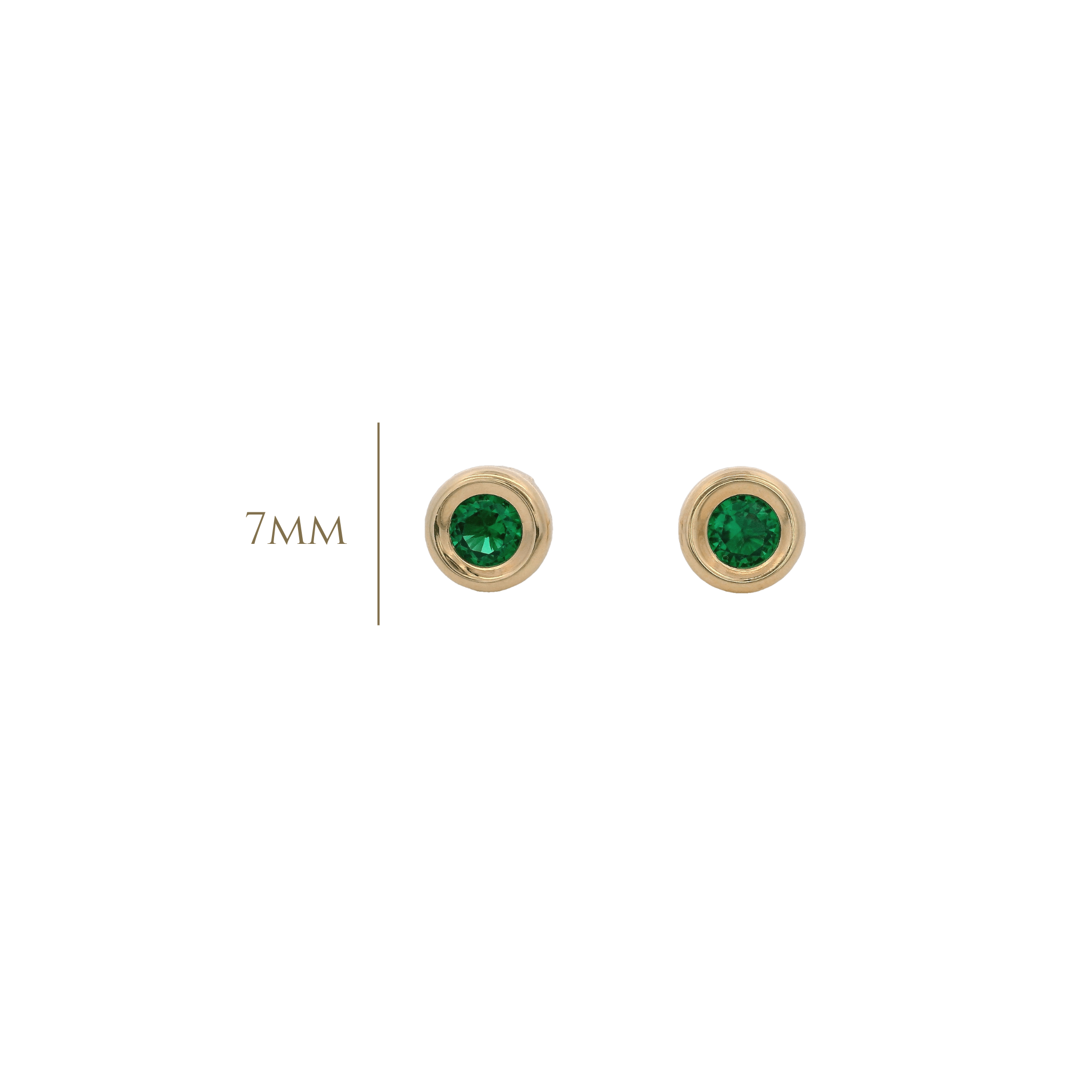14KY BEZEL MAYO CZ EMERALD EARRINGS - C'SANTOS