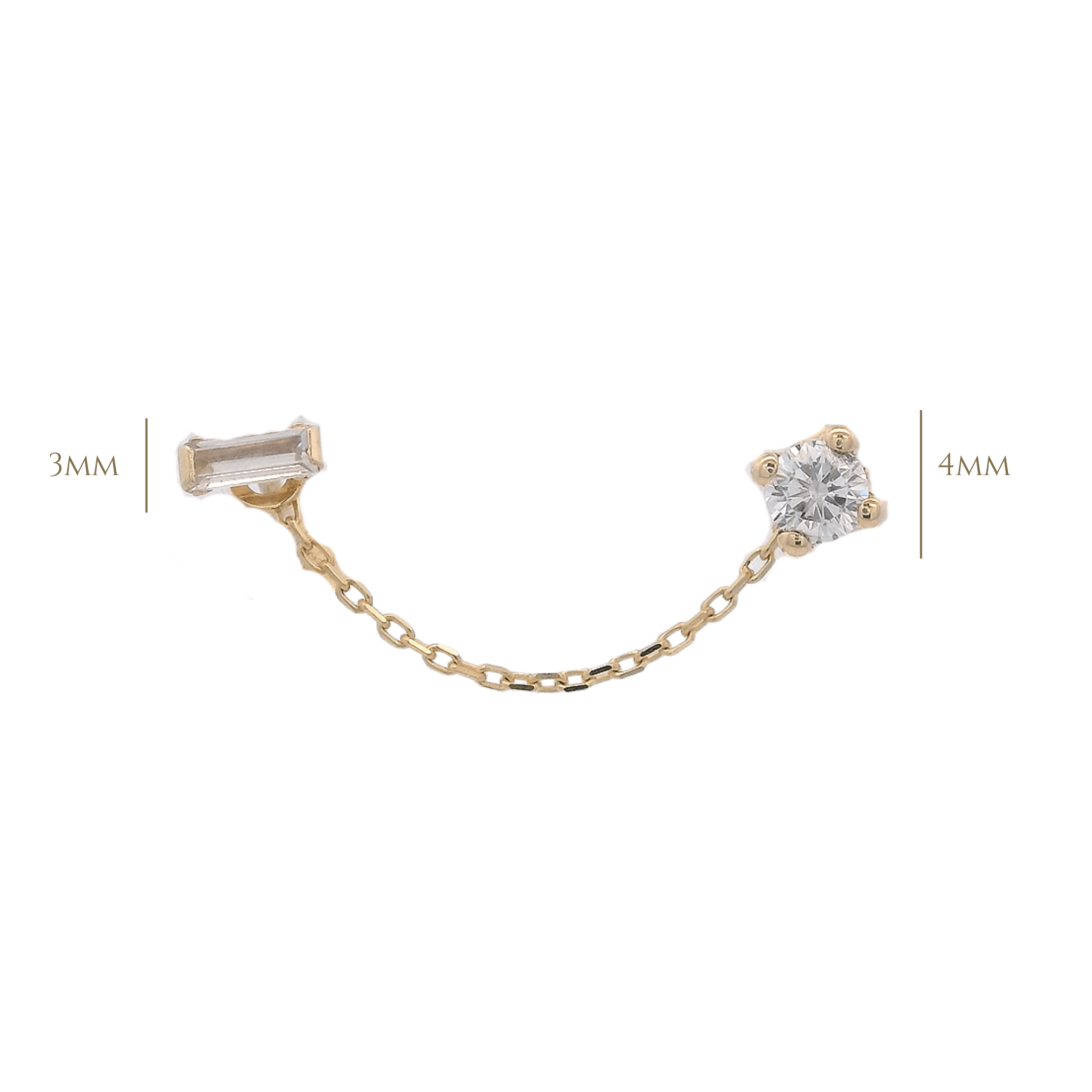 14KY BRISTONE WITH SQUARE CZ PIERCING - C'SANTOS