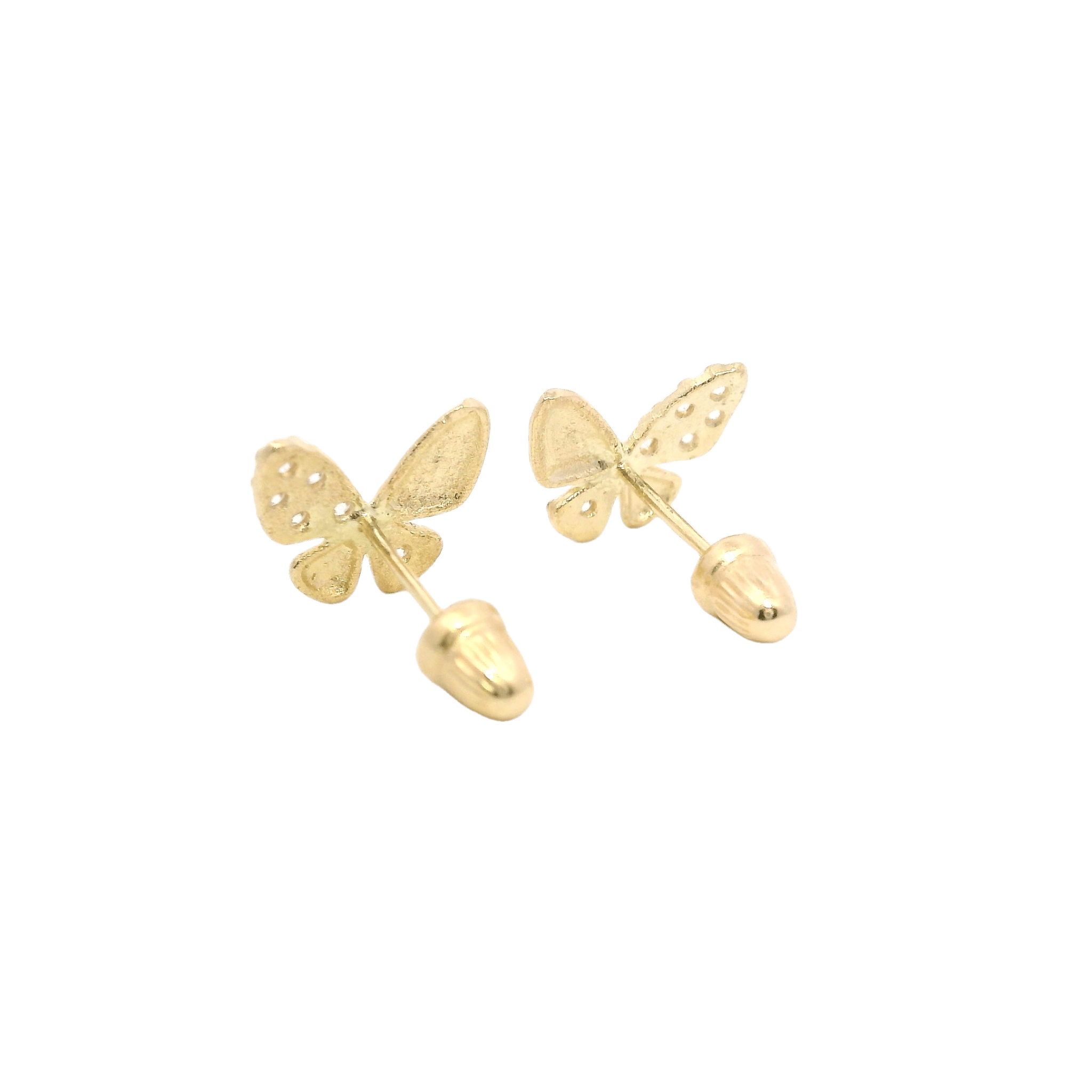 14KY BUTTERFLY HALF PLAIN PAVE EARRINGS - C'SANTOS