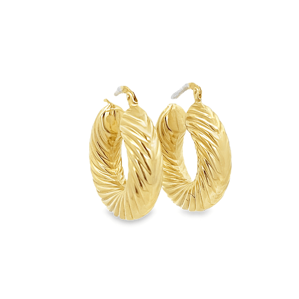 14KY CHUNKY TWISTED HOOP EARRINGS - C'SANTOS