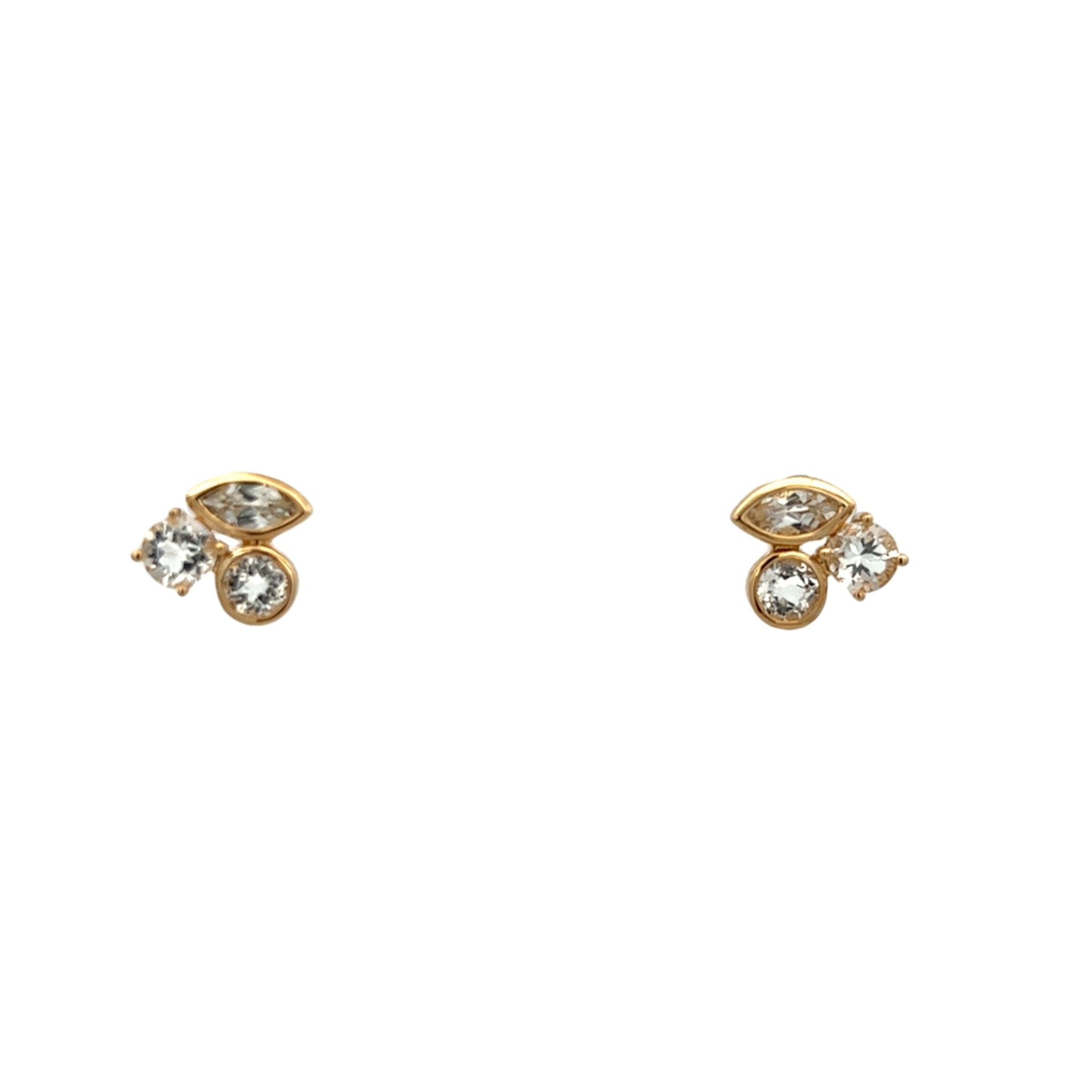 14KY CLUSTER STUDS EARRINGS QUA2.03CT - C'SANTOS