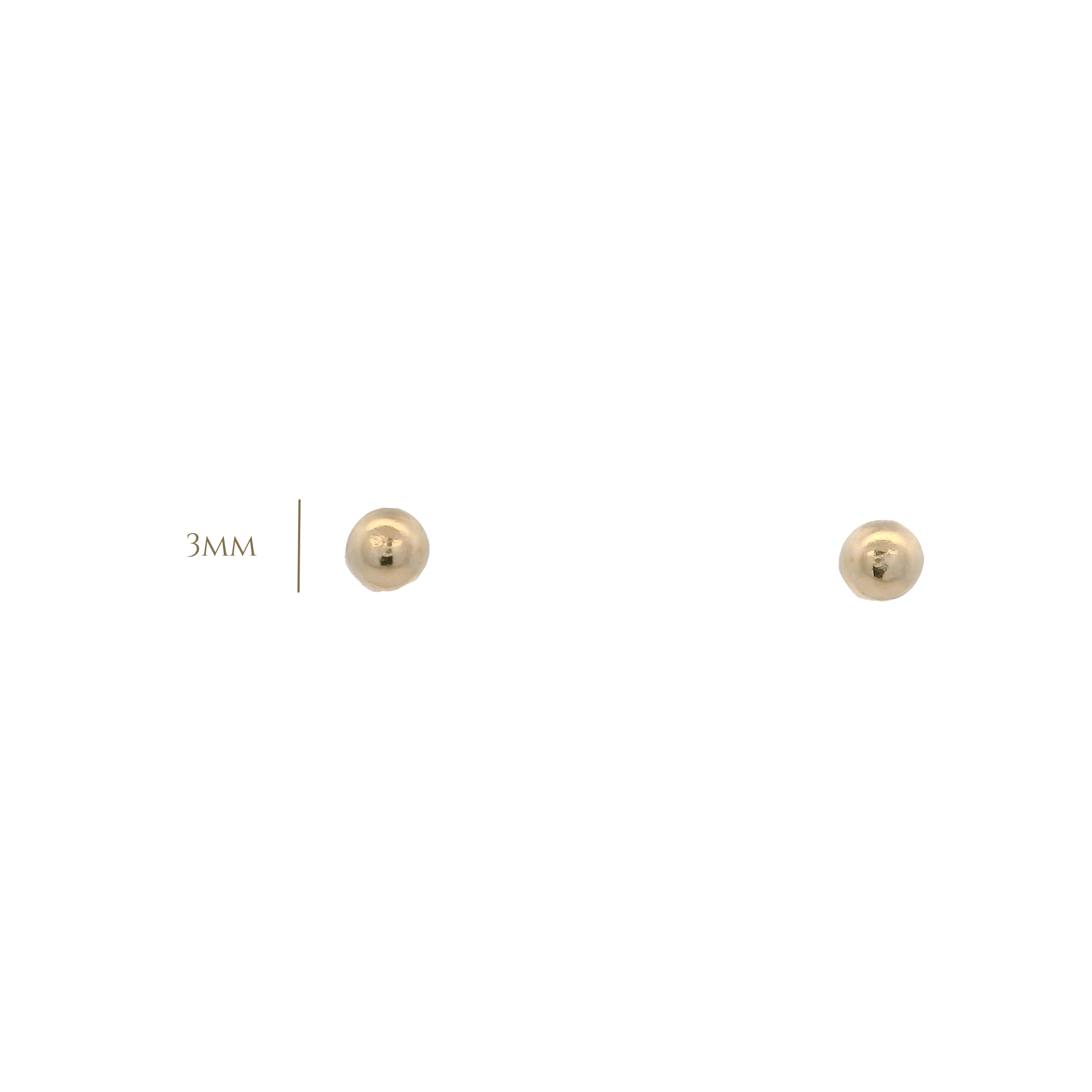 14KY DOUBLE BALL 3MM EARRINGS - C'SANTOS