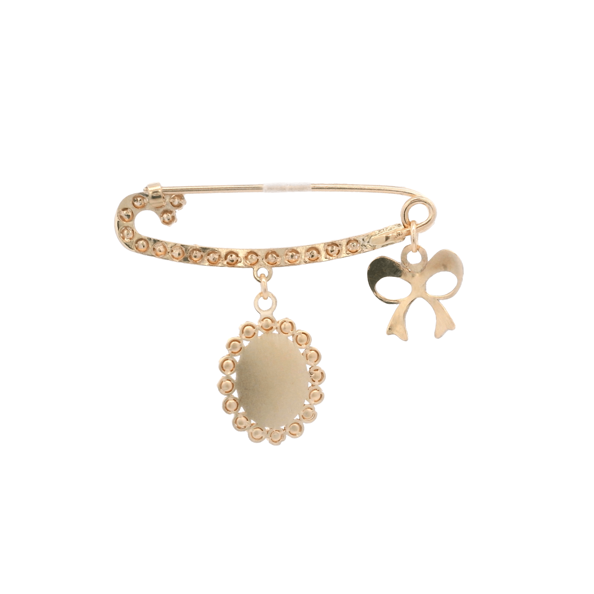 14KY HOOK MIRACULOS VIRGIN CZ RIBBON ENAMEL PINK PIN - C'SANTOS