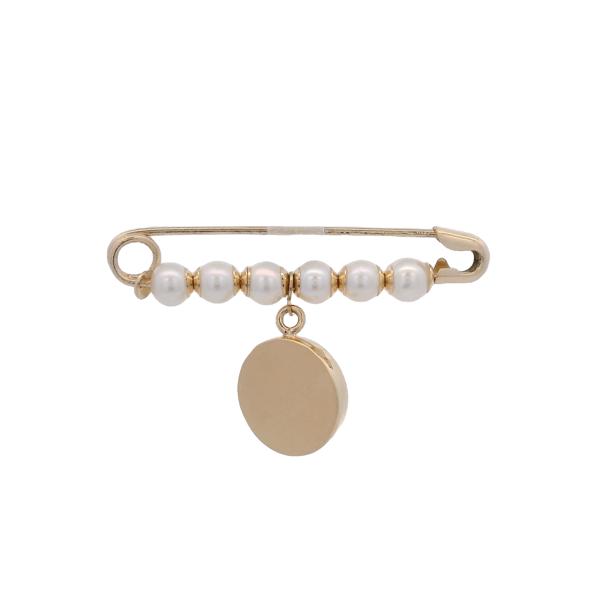 14KY HOOK WITH PEARL AND MEDAL VIRGIN PIN - C'SANTOS