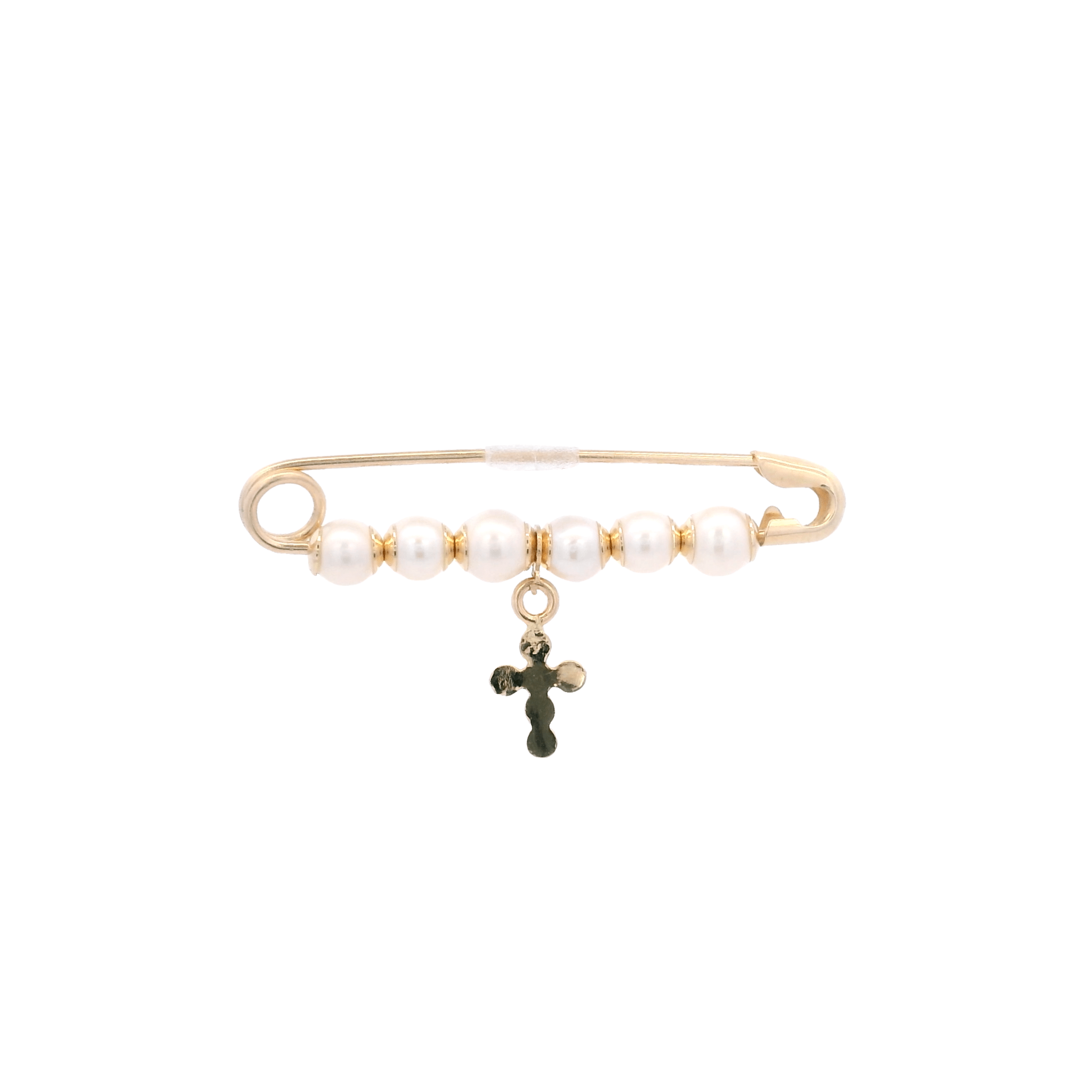 14KY HOOK WITH PEARL Y CROSS PIN - C'SANTOS