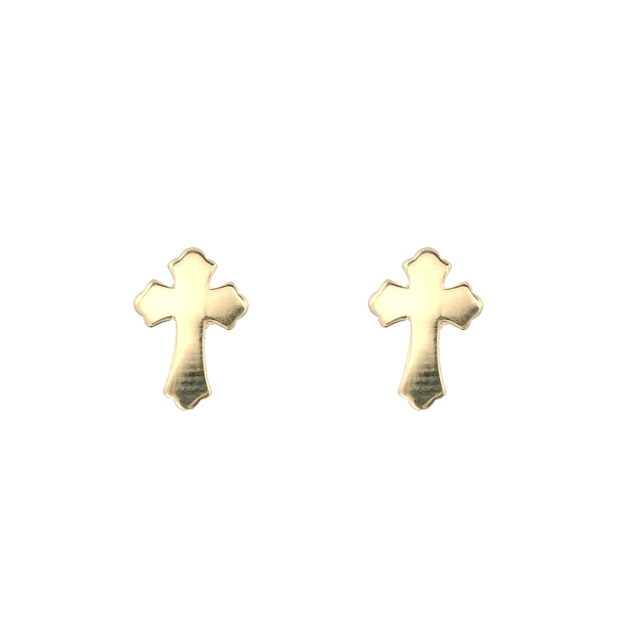 14KY LASER POLISHED CROSS EARRINGS - C'SANTOS