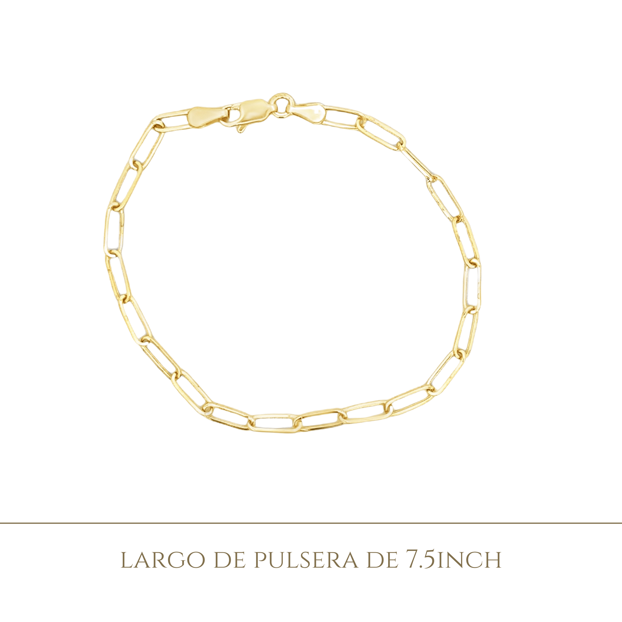 14KY MEDIUM PAPER CLIP 7.5 INCH BRACELET - C'SANTOS